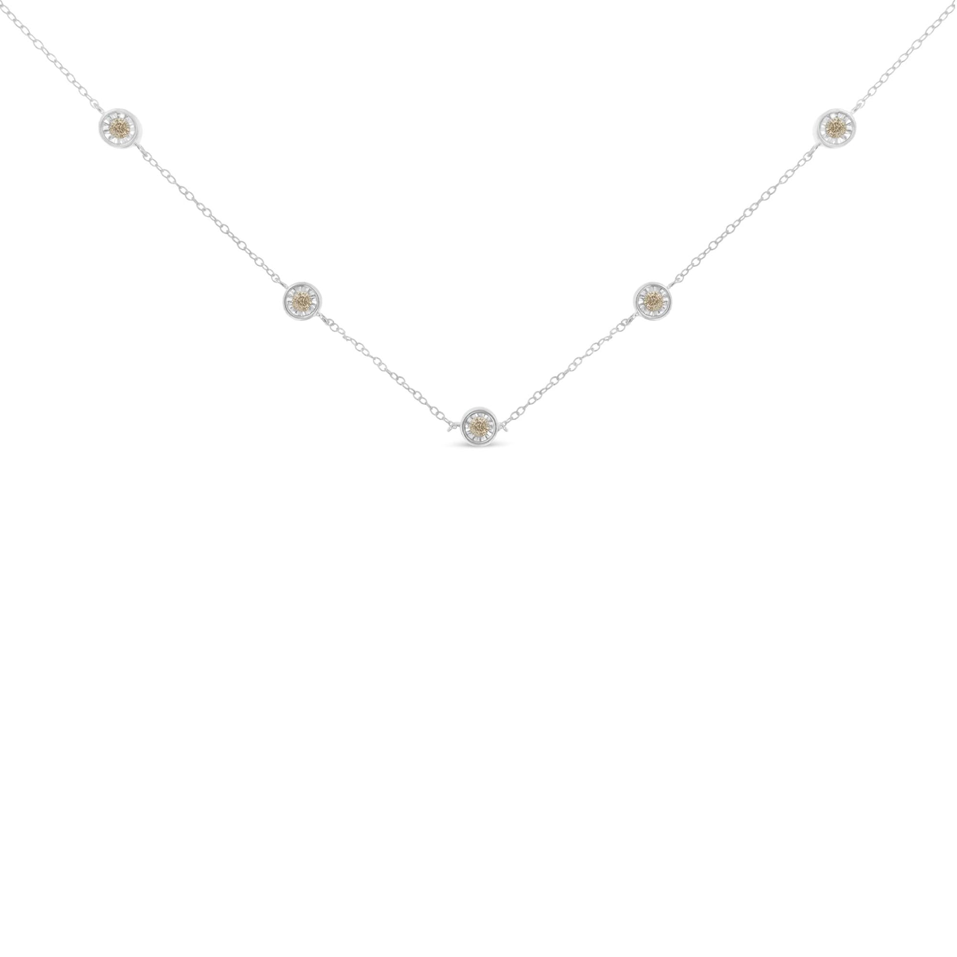 Sterling Silver Diamond Station Necklace (1/2 cttw, I-J Color, I1-I2 Clarity)-0