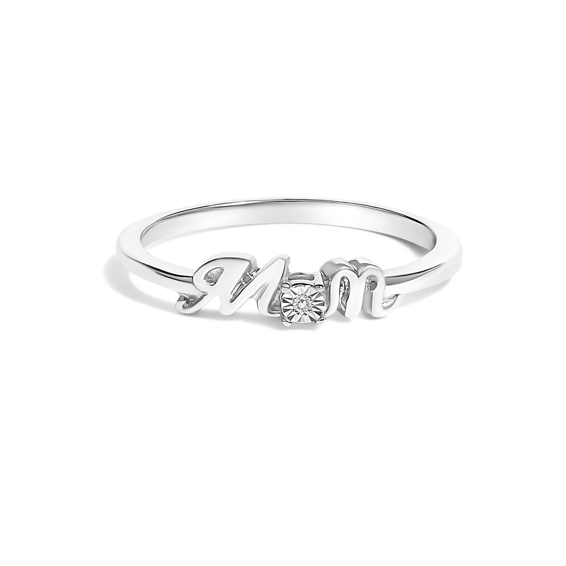 .925 Sterling Silver Diamond Accent "MOM"  Ring (J-K Color, I2-I3 Clarity)-0