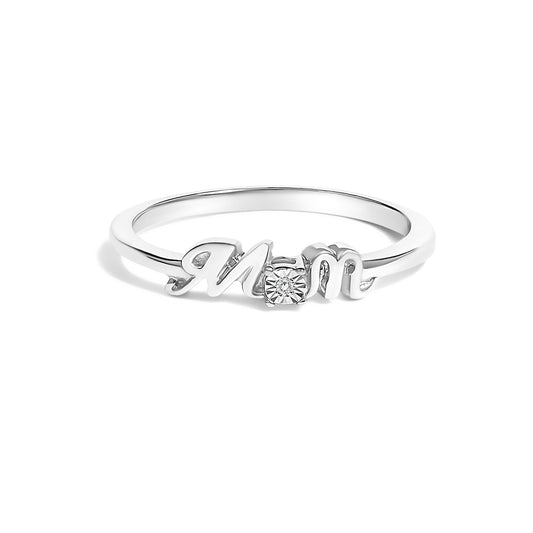 .925 Sterling Silver Diamond Accent "MOM"  Ring (J-K Color, I2-I3 Clarity)-0