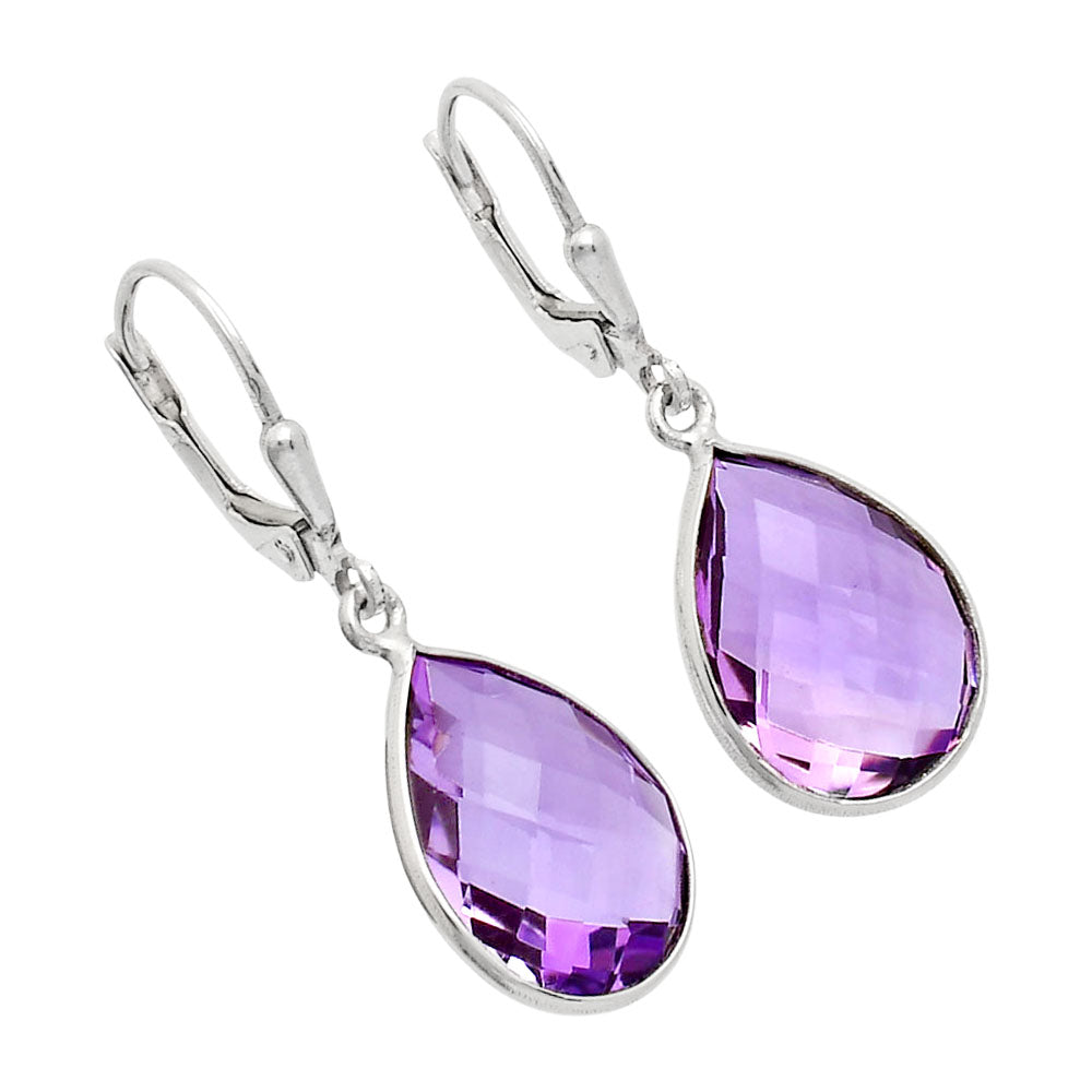 Premium Quality Amethyst Checker Briolette Earrings E-1254 11-EE10009-1