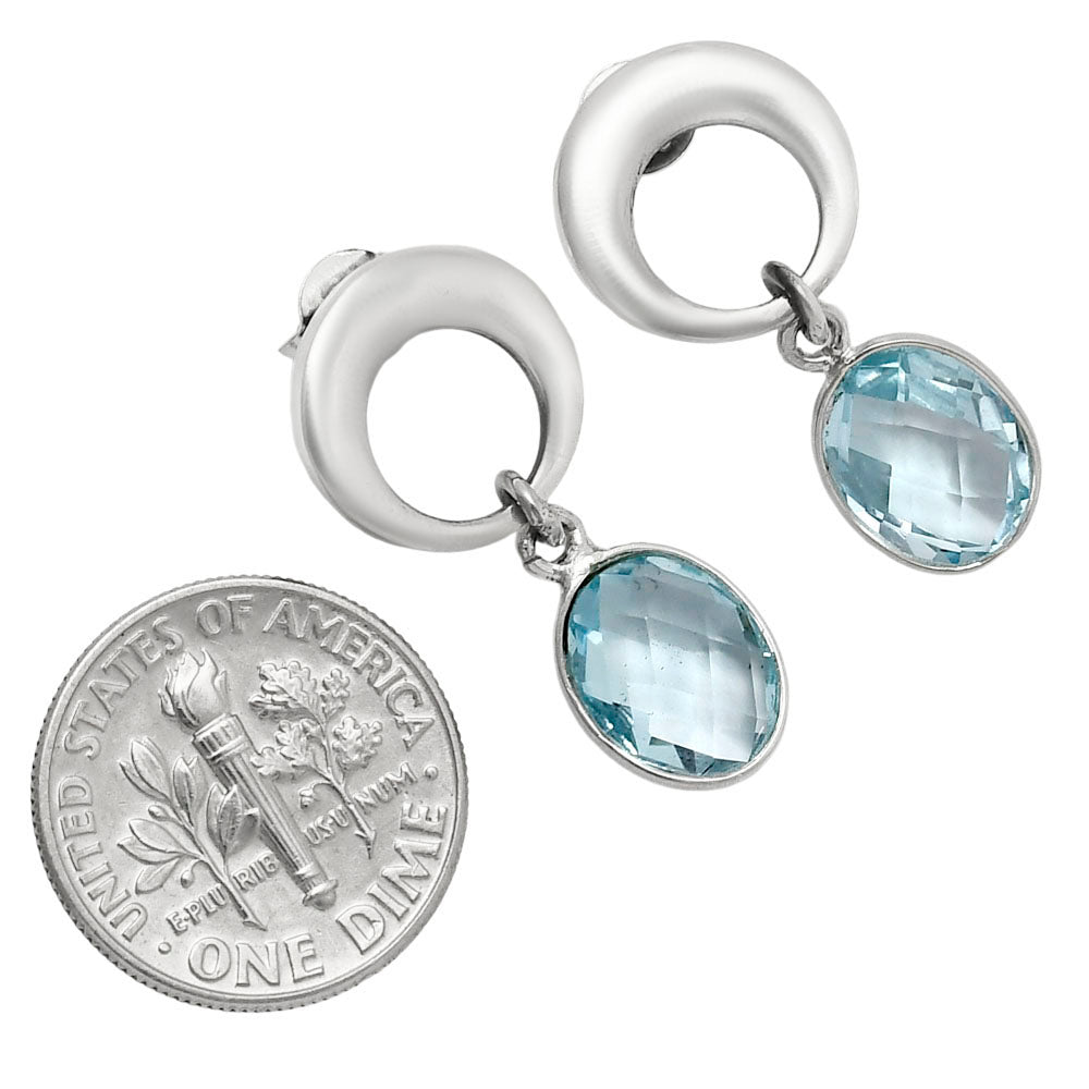 Premium Quality Sky Blue Topaz Checker Briolette Earrings E-1259 13-EE10126-2