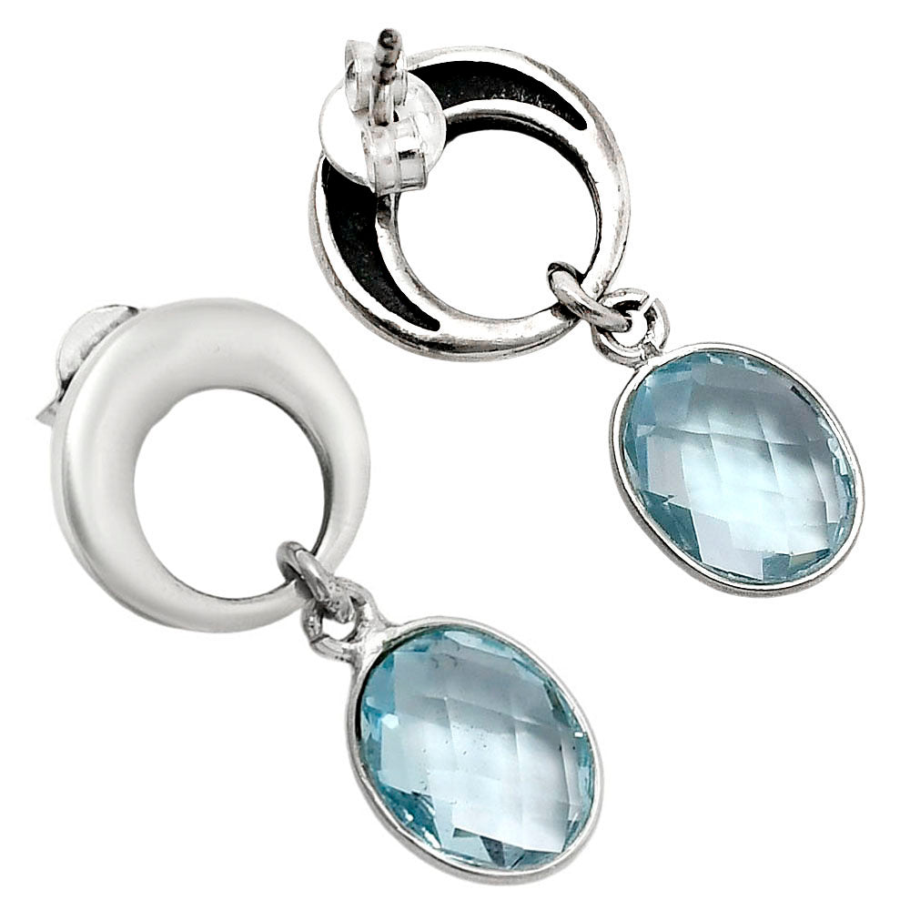 Premium Quality Sky Blue Topaz Checker Briolette Earrings E-1259 13-EE10126-1