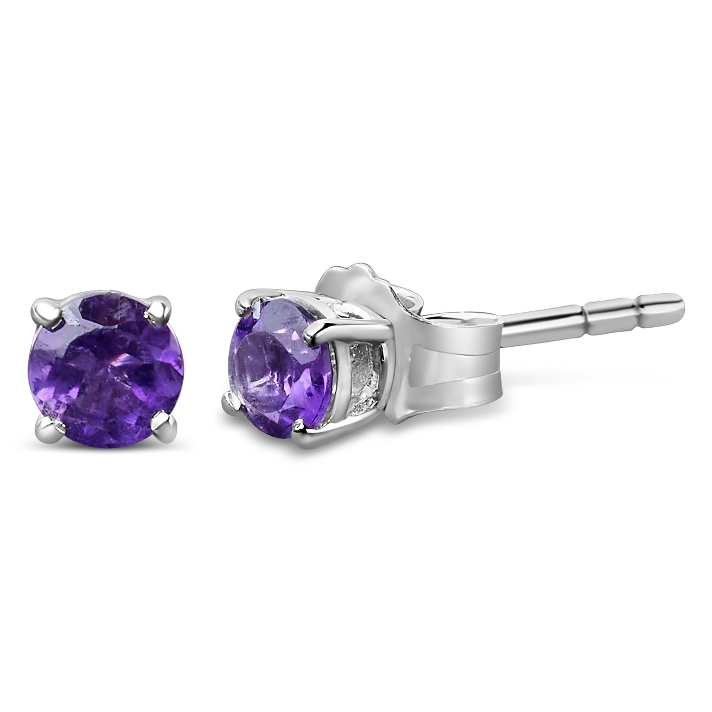 .925 Sterling Silver 3.5 MM Created Birthstone Solitaire Stud Earrings - Choice of Gemstone-3