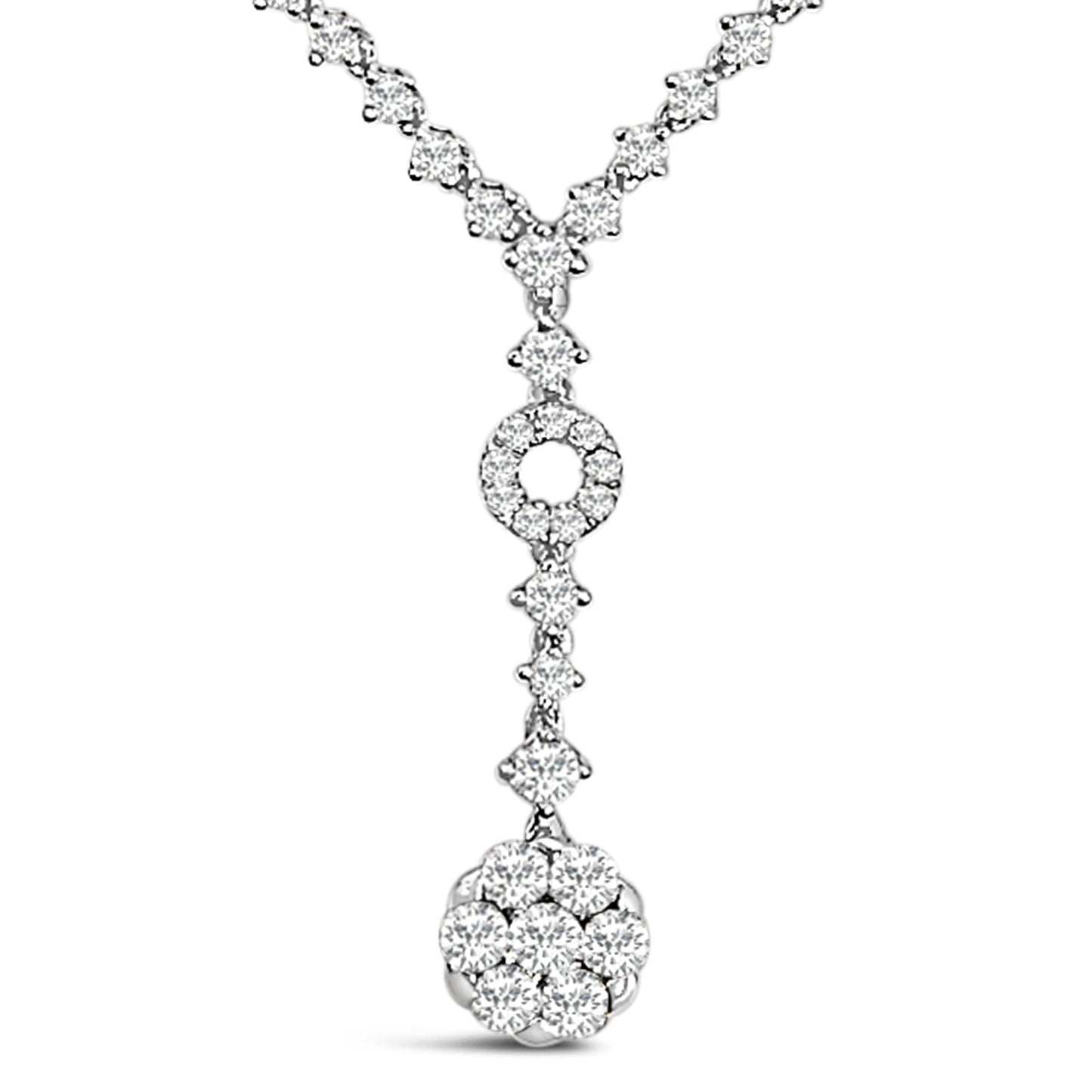 14K White Gold 6/7 Cttw Diamond Drop and V Necklace (H-I Color, SI1-SI2 Clarity) -18" Inches-1