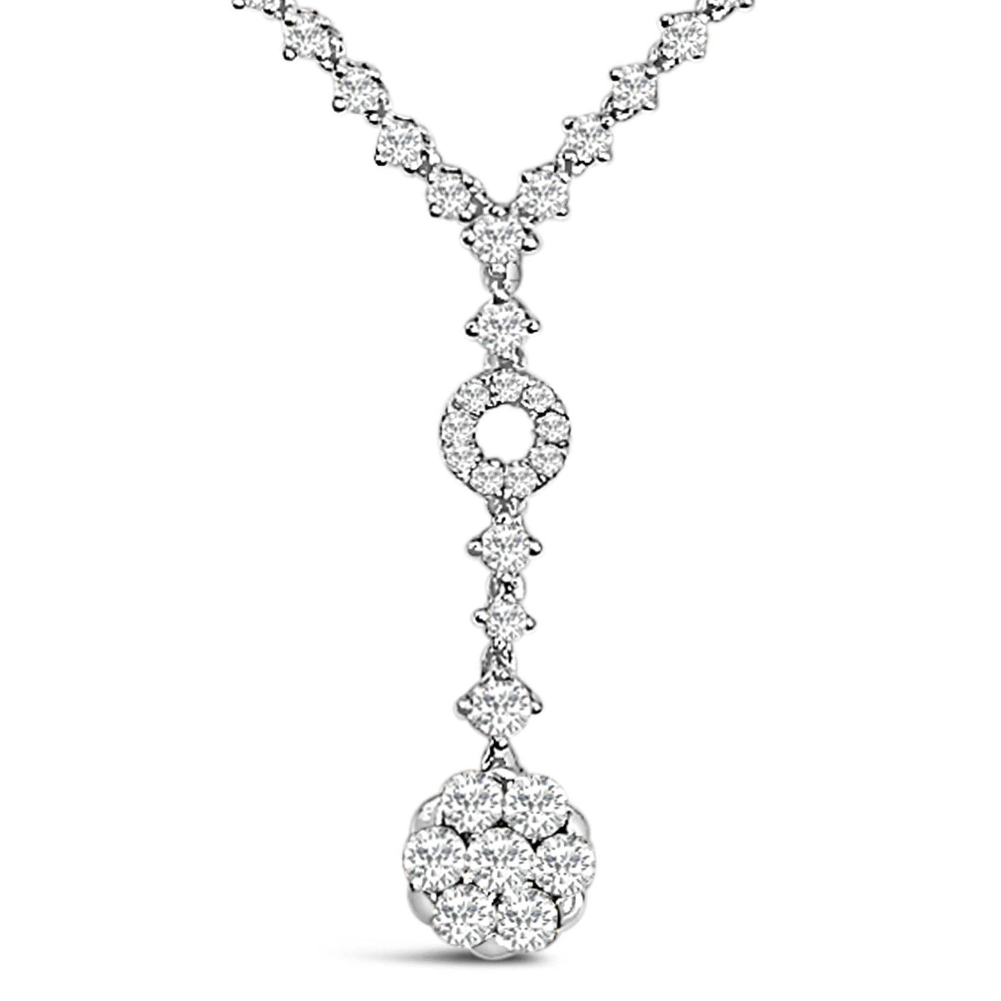 14K White Gold 6/7 Cttw Diamond Drop and V Necklace (H-I Color, SI1-SI2 Clarity) -18" Inches-1