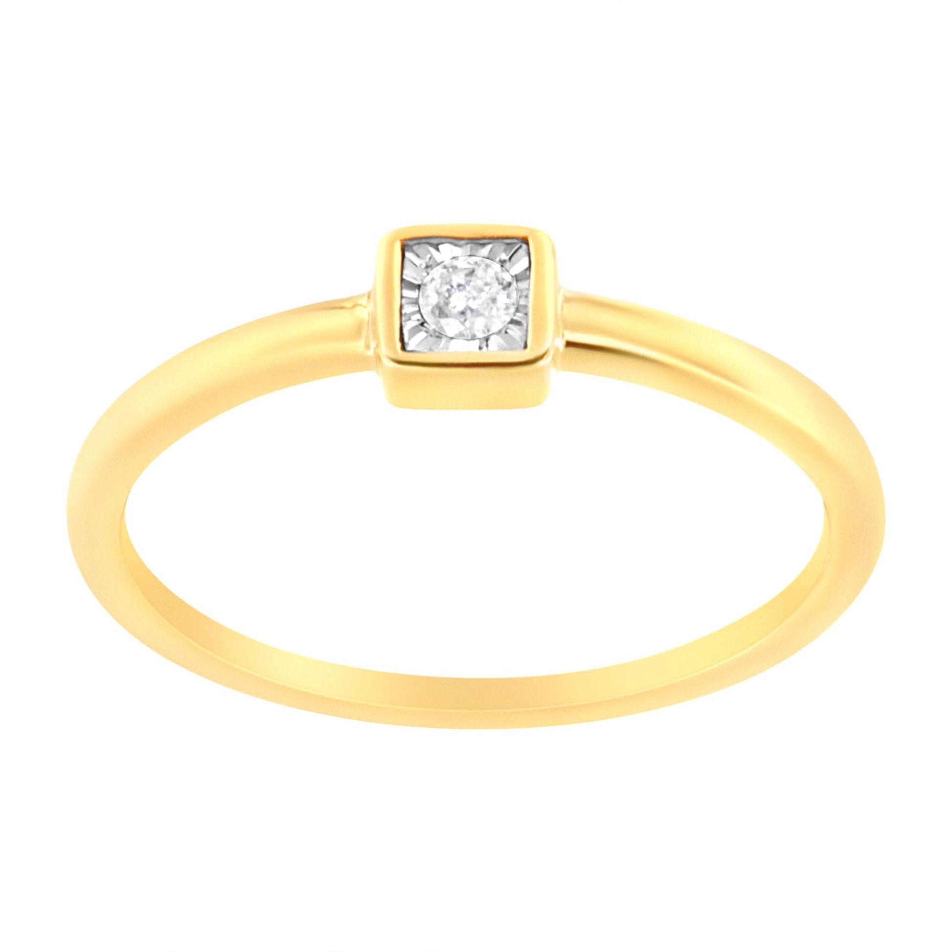 14K Yellow Gold Plated .925 Sterling Silver 1/20 cttw Miracle Set Diamond Promise Ring (J-K Color, I1-I2 Clarity)-1
