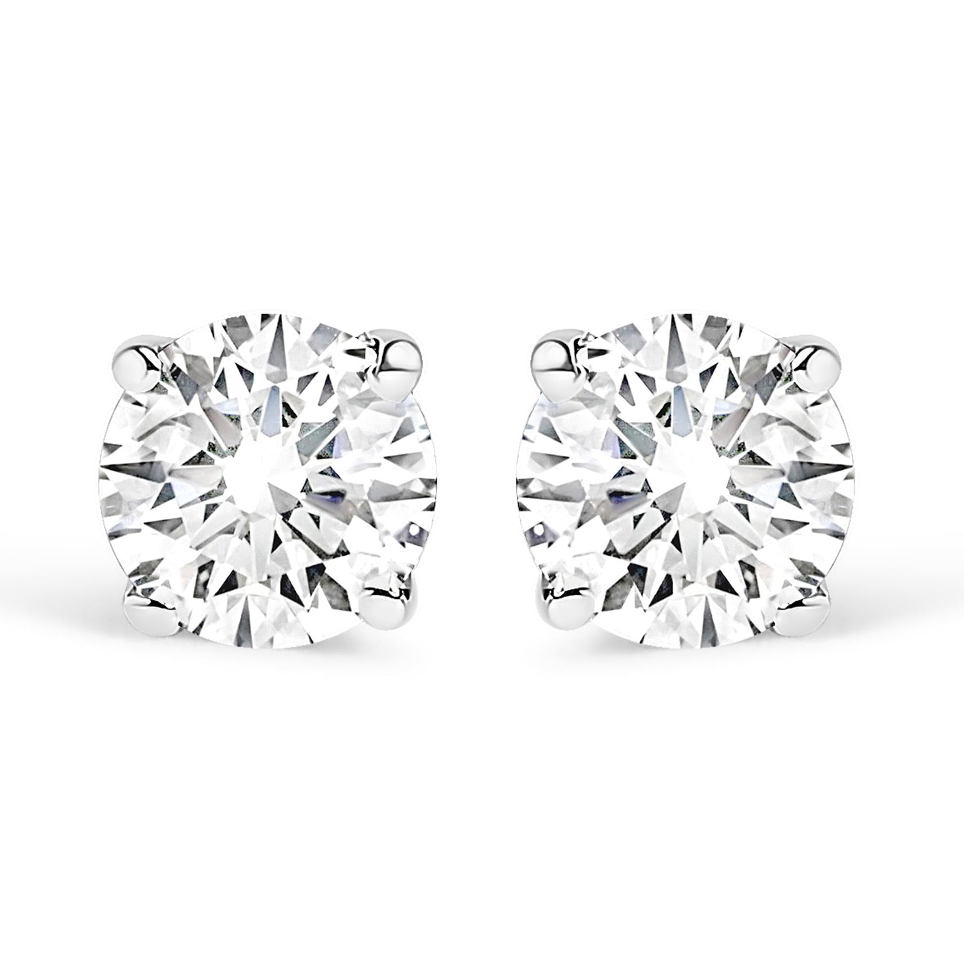 14K Gold 1/2 Cttw Round Lab Grown Diamond Solitaire Stud Earrings-3