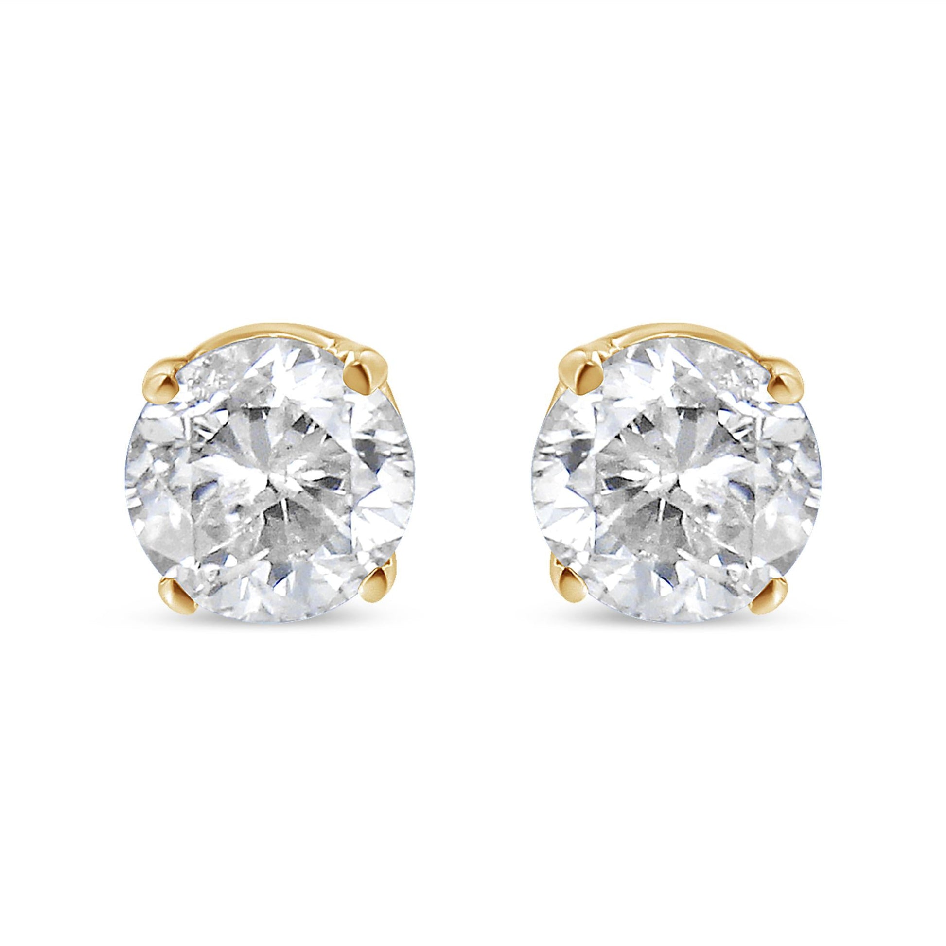 14K Yellow Gold 1/2 Cttw Round-Cut Diamond Solitaire Stud Earrings (O-P Color, SI2-I1 Clarity)-1