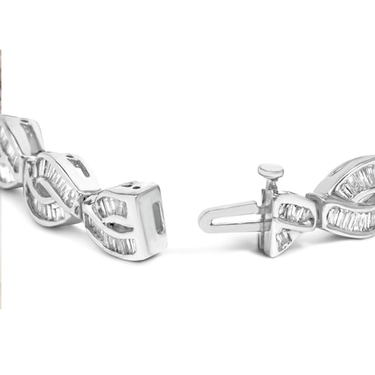 14K White Gold 2.00 Cttw Channel Set Baguette Diamond Vintage Style Link Bracelet (G-H Color, SI1-SI2 Clarity) - 7.25"