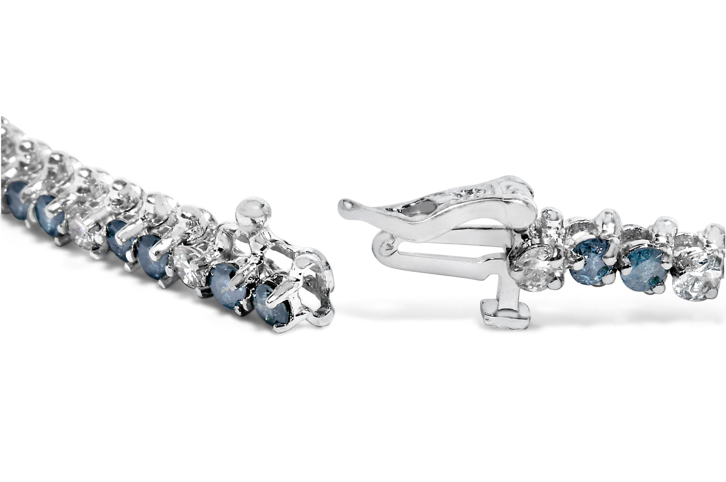 14K White Gold White And Treated Blue Diamond Bracelet (4 5/8 cttw, H-I Color, I1-I2 Clarity)