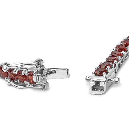 Sterling Silver 10.0 Cttw Created Orange Garnet Tennis Bracelet - 7.25"