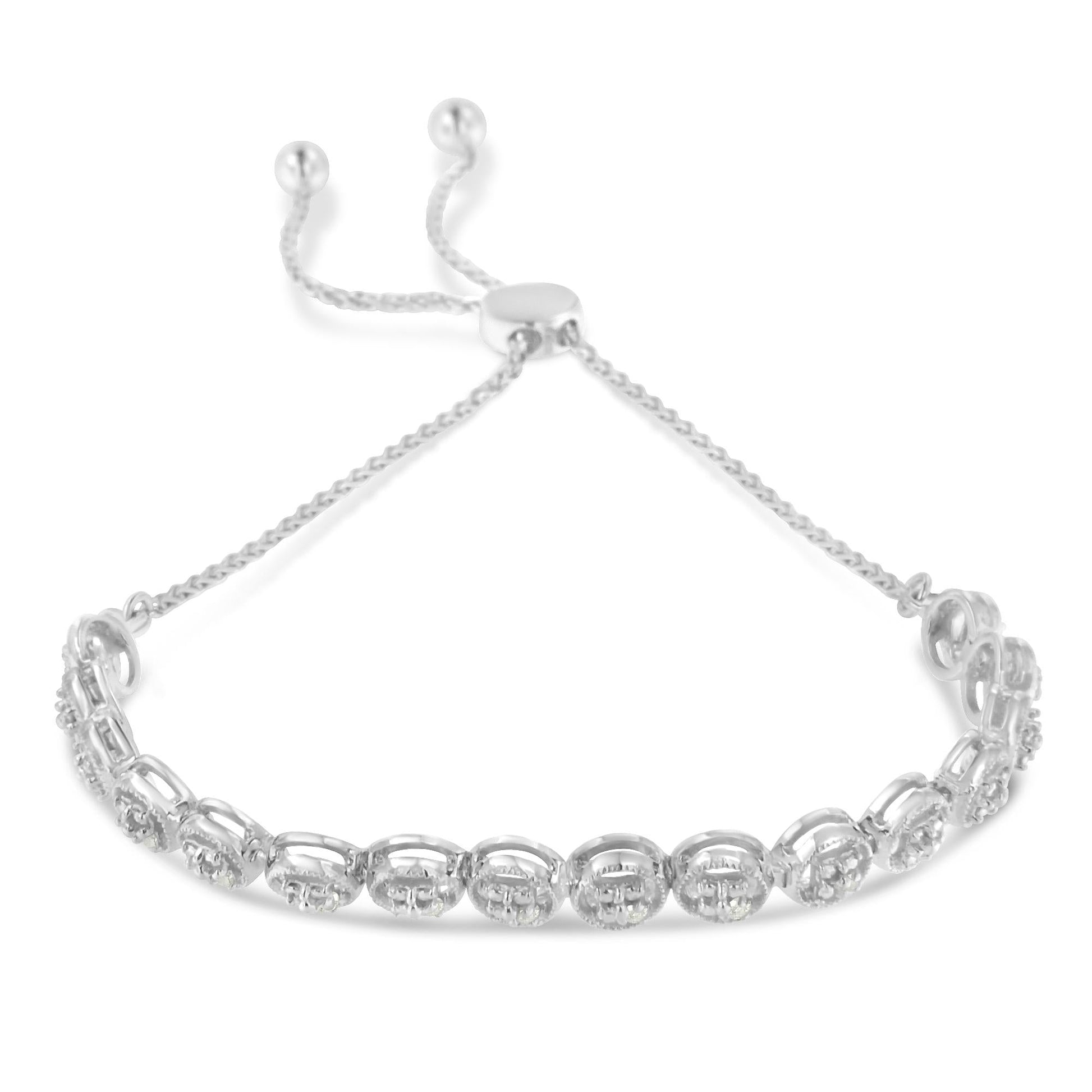 Sterling Silver Diamond Bolo Bracelet (0.1 cttw, I-J Color, I3 Clarity)-1