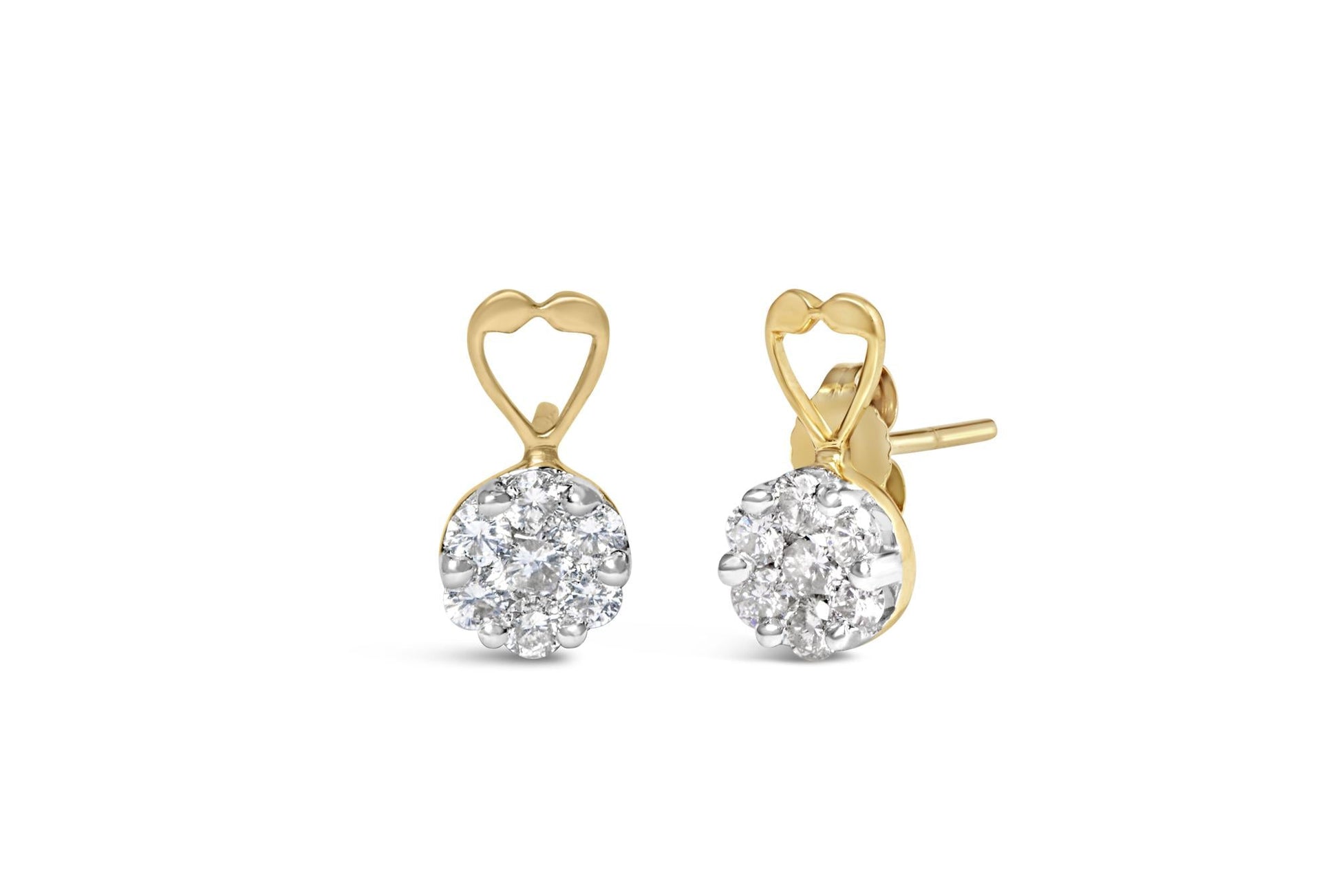 14K Yellow Gold 1ct. TDW Round-cut Diamond Earrings (I-J,SI2-I1)-1