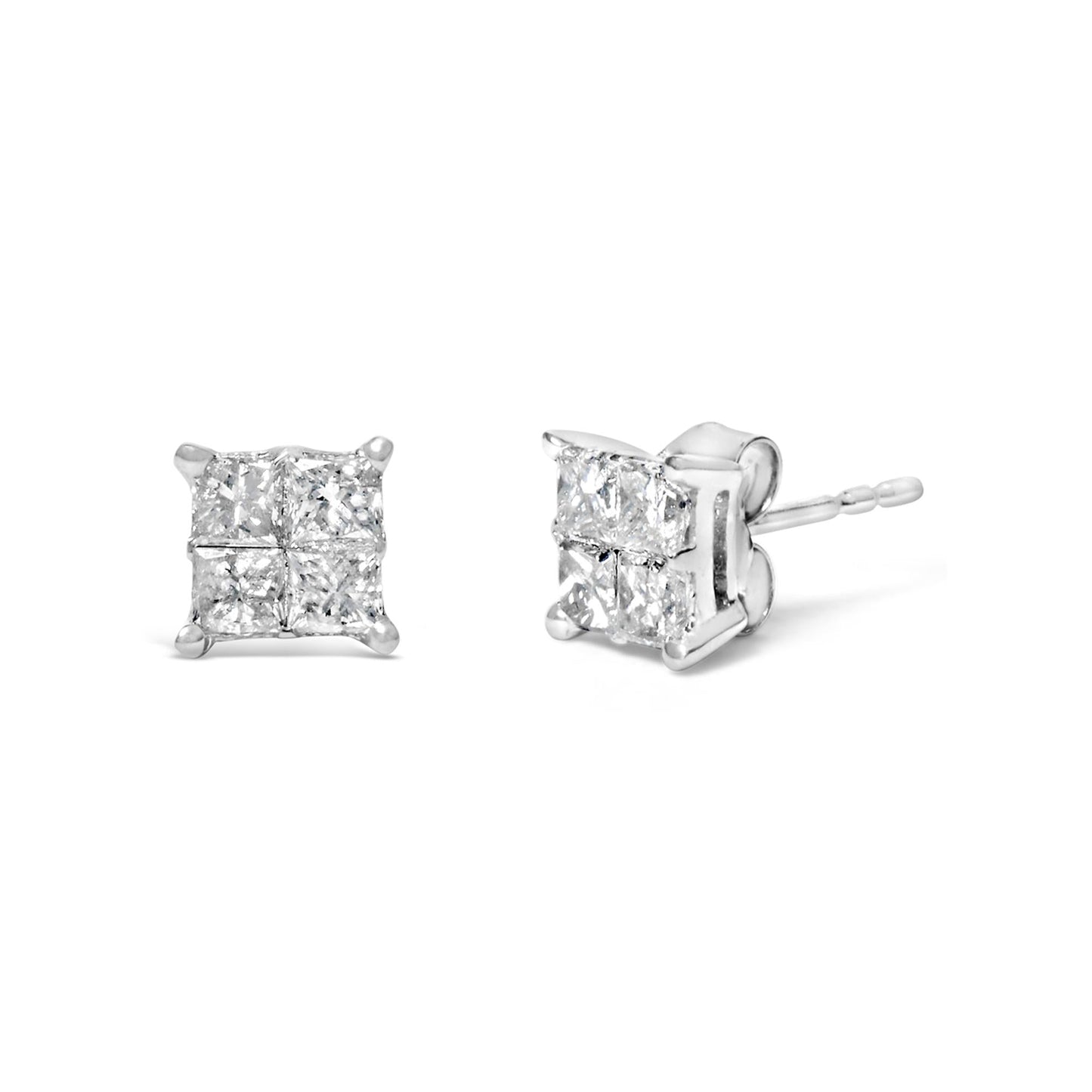 10K White Gold Diamond Stud Earrings (3/4 cttw, H-I Color, SI2-I1 Clarity)-1