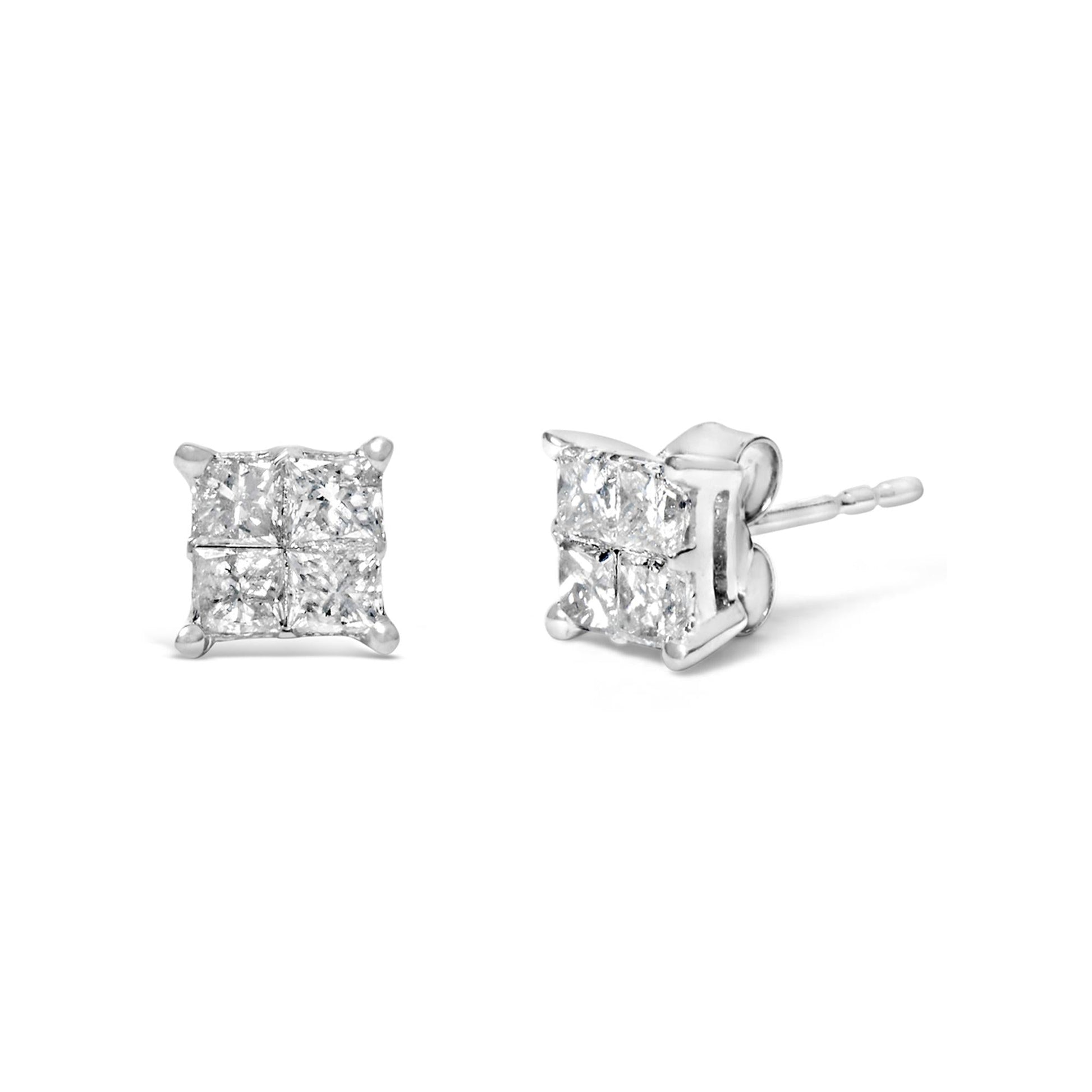 10K White Gold Diamond Stud Earrings (3/4 cttw, H-I Color, SI2-I1 Clarity)-1