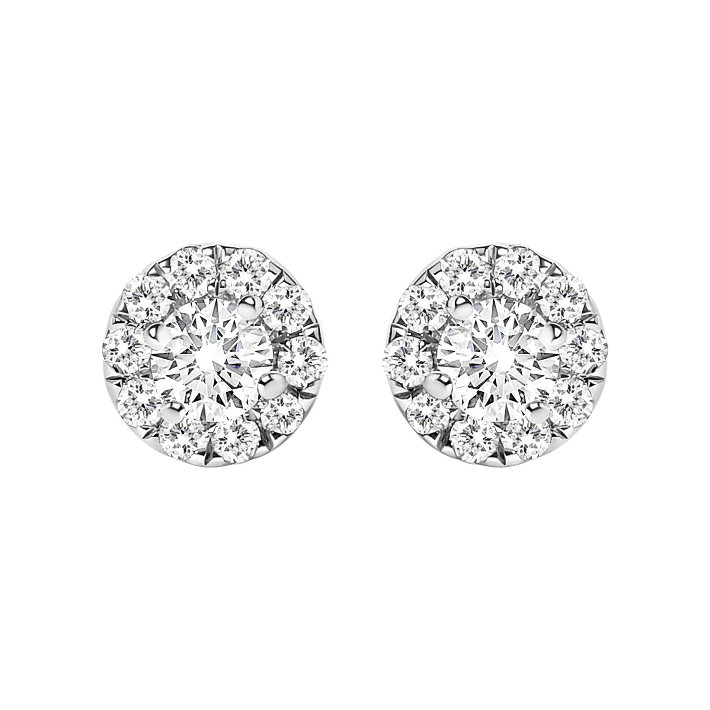 14K White Gold 1/3 Cttw Lab-Grown Diamond Halo Stud Earring (F-G Color, VS1-VS2 Clarity)-1