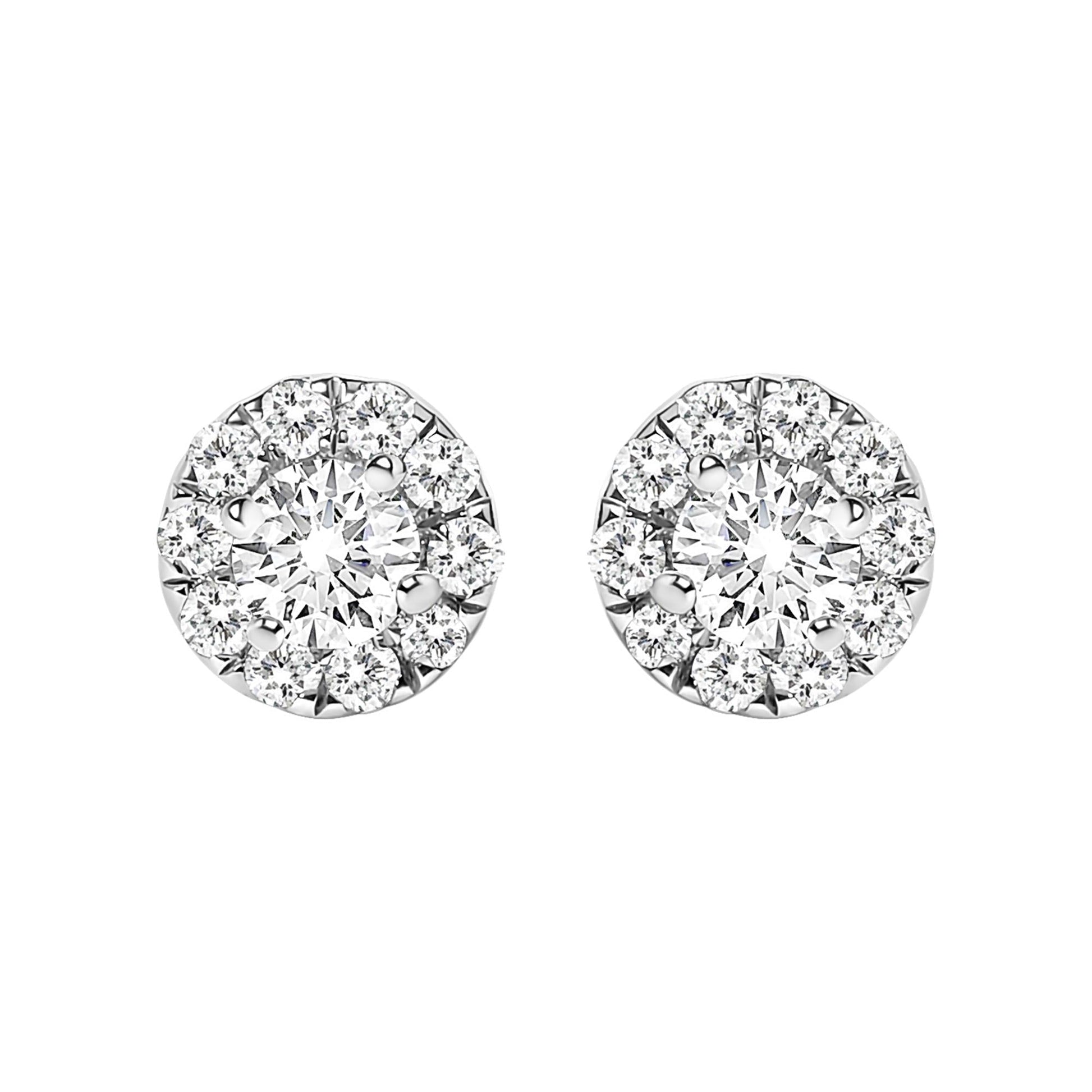 14K White Gold 1/3 Cttw Lab-Grown Diamond Halo Stud Earring (F-G Color, VS1-VS2 Clarity)-1