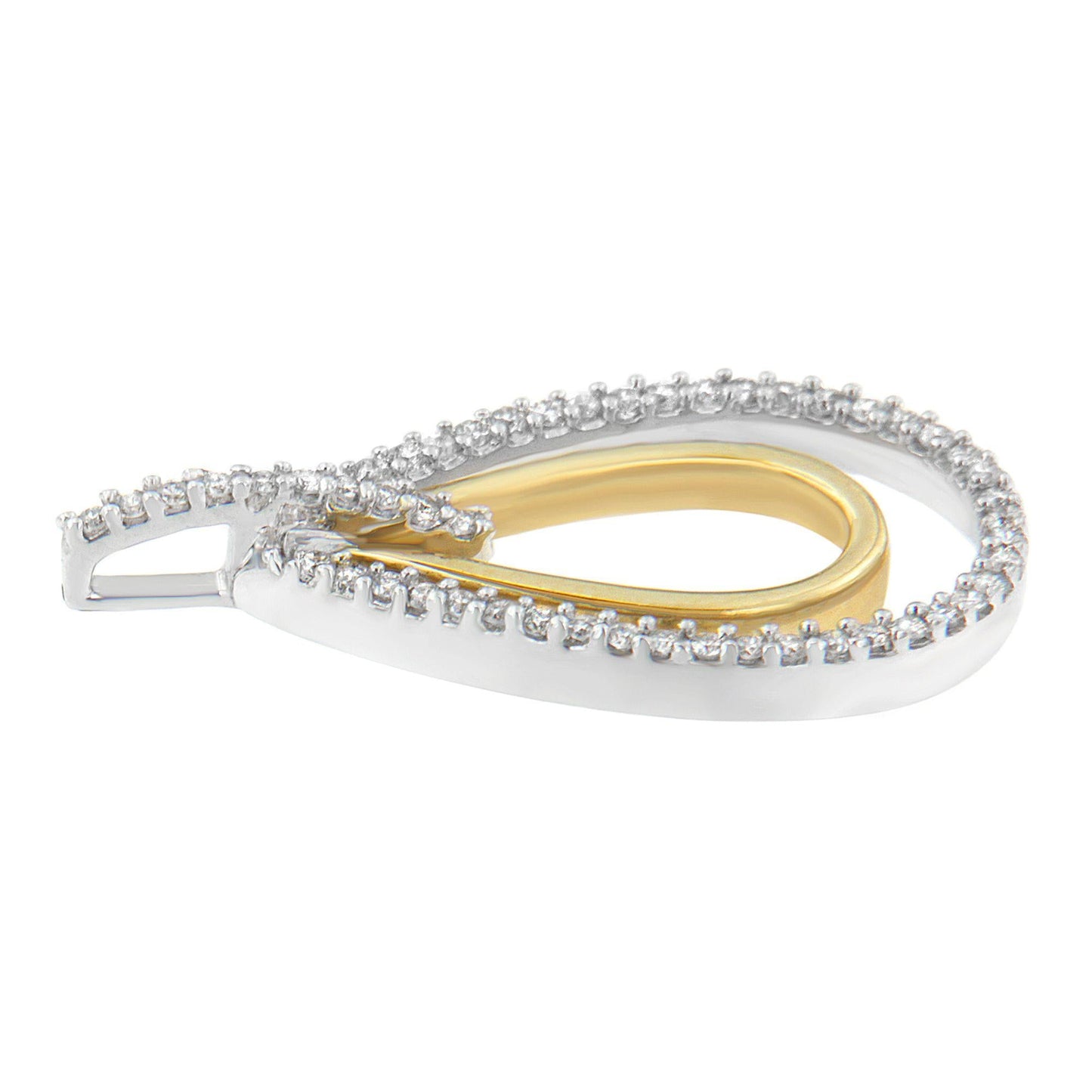 14K Two-Tone Gold Round Cut Diamond Double Burst Pendant Necklace (1/4 cttw, H-I Color, SI2-I1 Clarity)-1