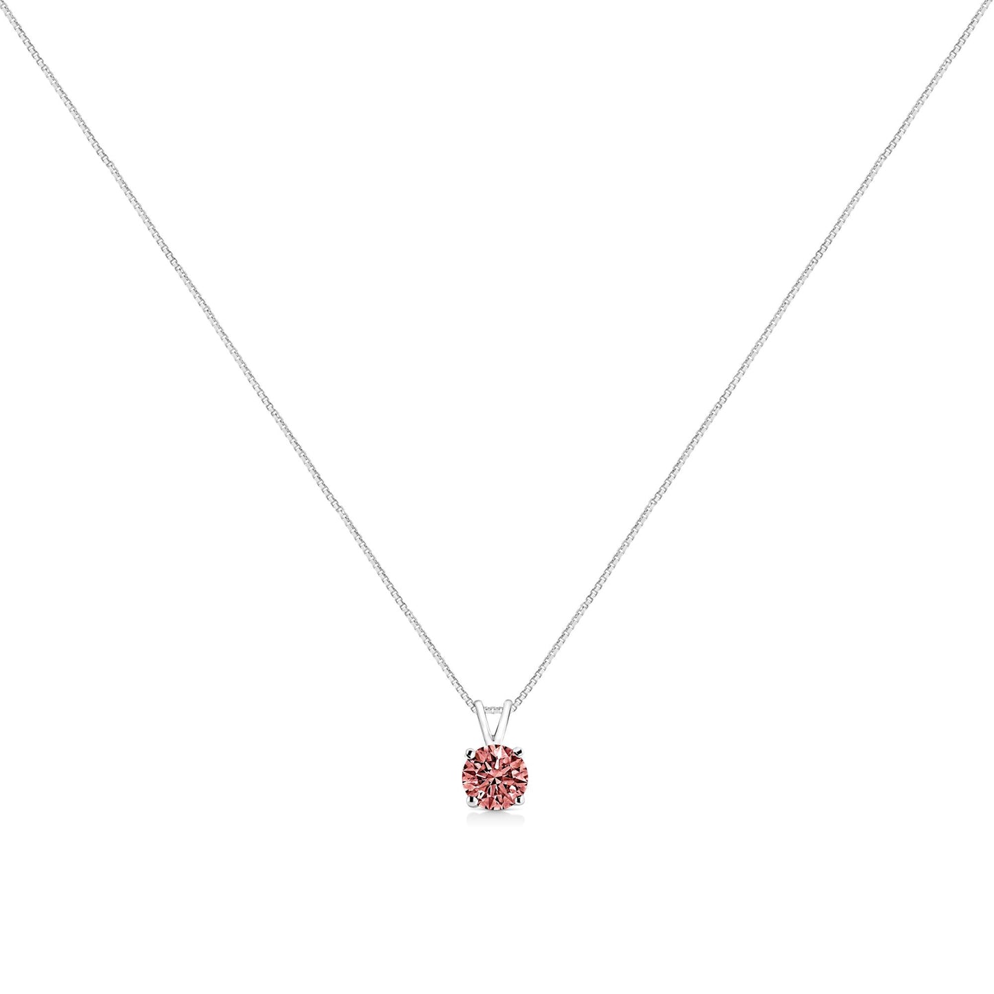 14K White Gold 1/2 Cttw Round Brilliant Cut Lab Grown Diamond 4 Prong Solitaire Pendant Necklace-3