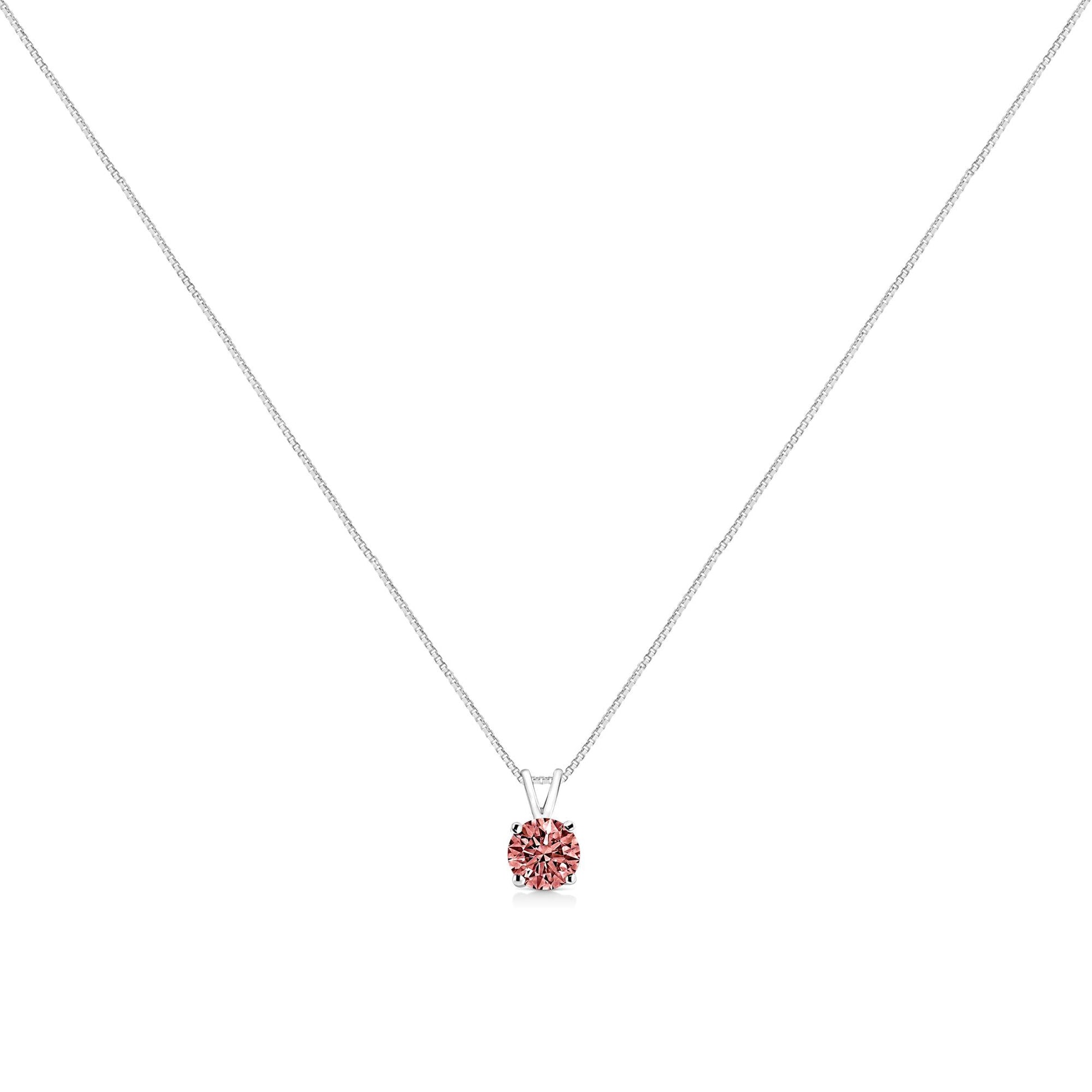 14K White Gold 1/2 Cttw Round Brilliant Cut Lab Grown Diamond 4 Prong Solitaire Pendant Necklace-3