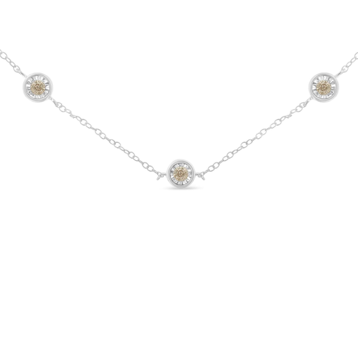 Sterling Silver Diamond Station Necklace (1/2 cttw, I-J Color, I1-I2 Clarity)-1