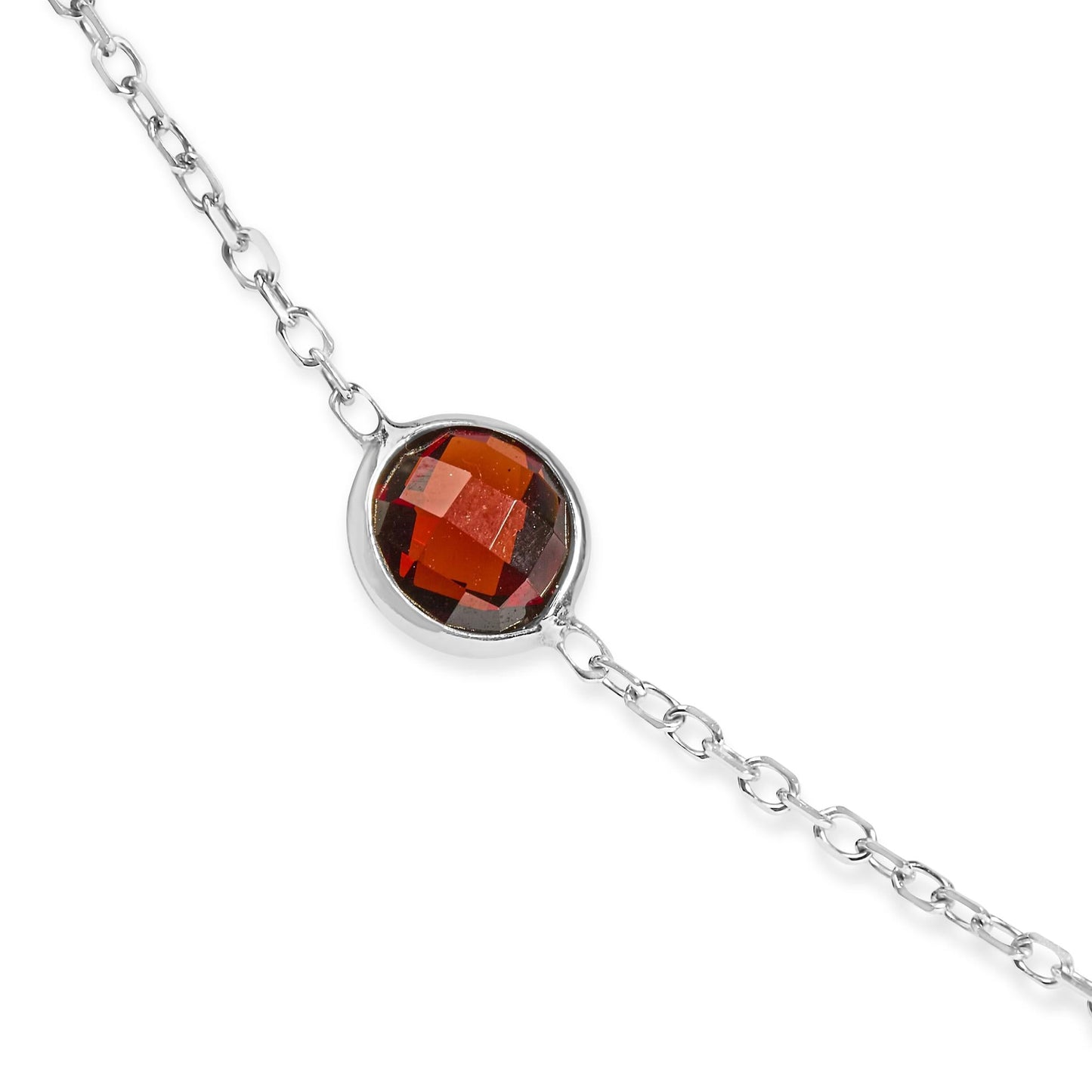 14K White Gold Bezel Set Mixed Gemstone 7 Station Adjustable 18"-24" Necklace-1