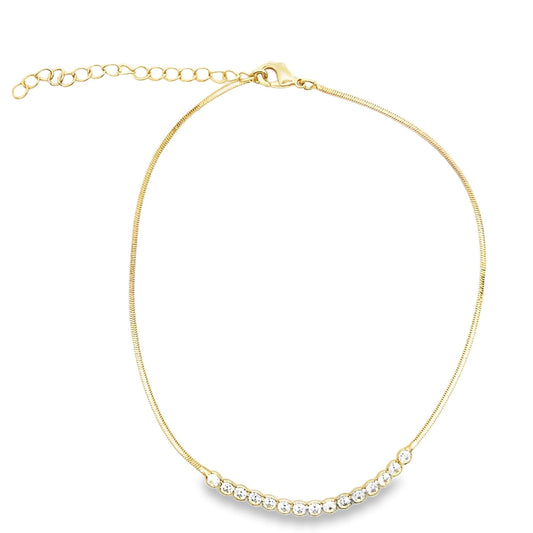 Round CZ Stone Amid Mouse Tail Anklet-0