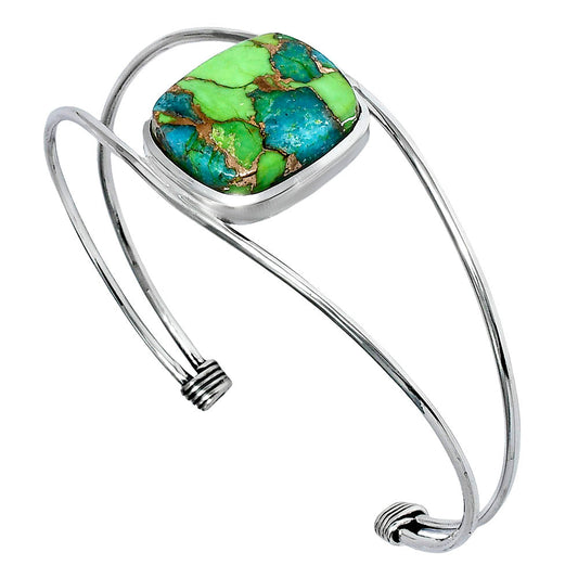 Premium Blue Turquoise In Green Mohave Cuff Bangle Bracelet B-1013 29-EB10214-0