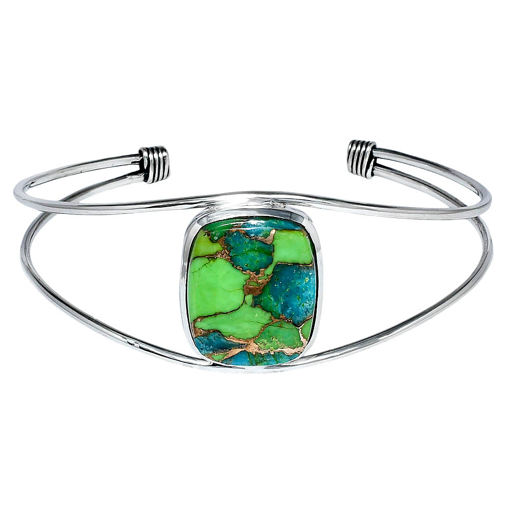 Premium Blue Turquoise In Green Mohave Cuff Bangle Bracelet B-1013 29-EB10214-1