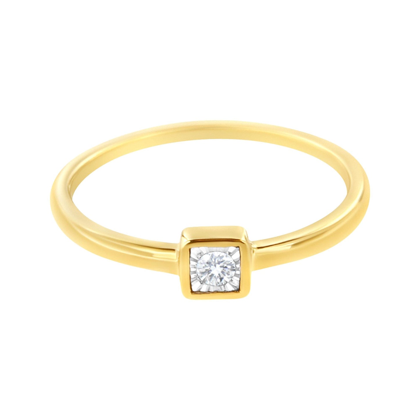 14K Yellow Gold Plated .925 Sterling Silver 1/20 cttw Miracle Set Diamond Promise Ring (J-K Color, I1-I2 Clarity)-2