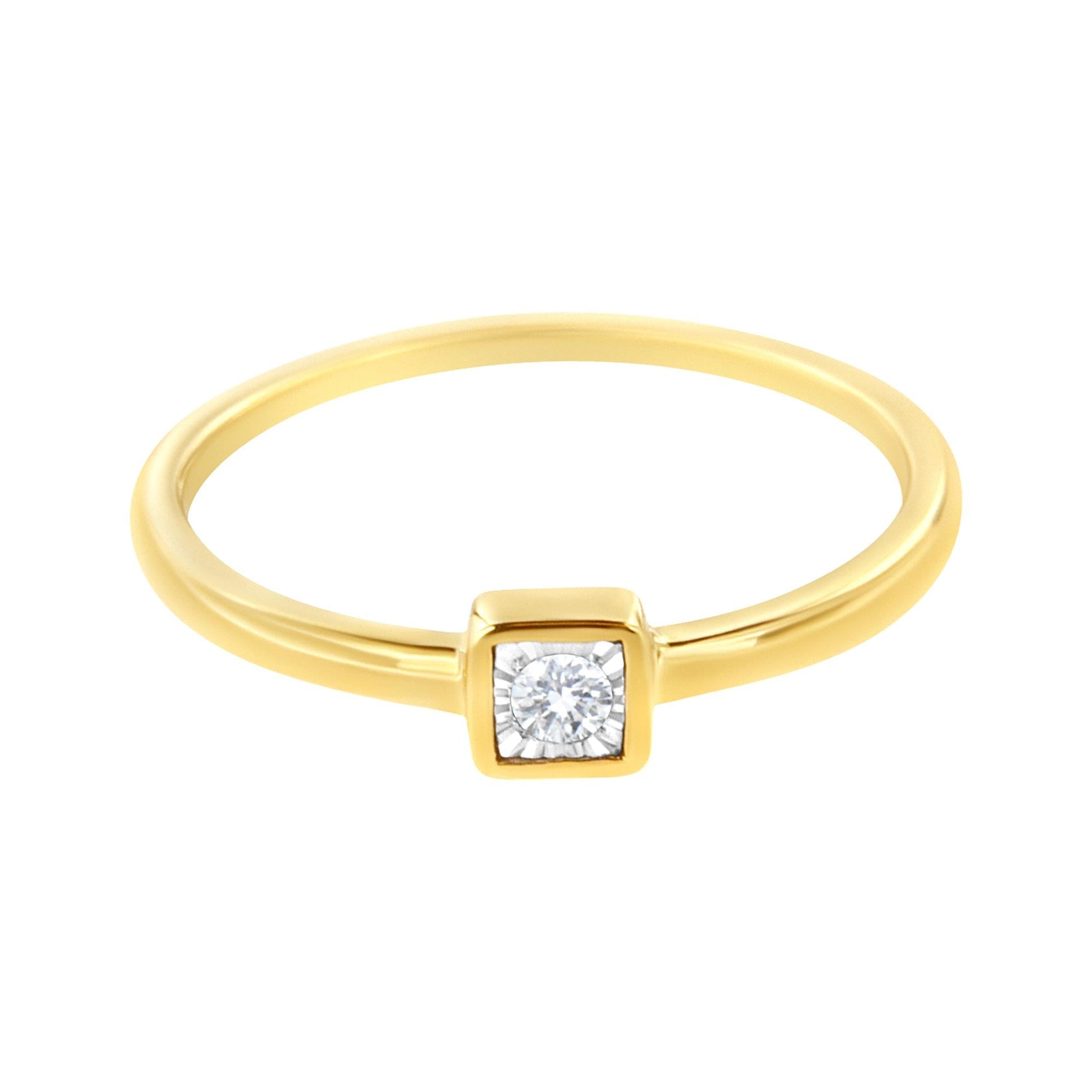 14K Yellow Gold Plated .925 Sterling Silver 1/20 cttw Miracle Set Diamond Promise Ring (J-K Color, I1-I2 Clarity)-2