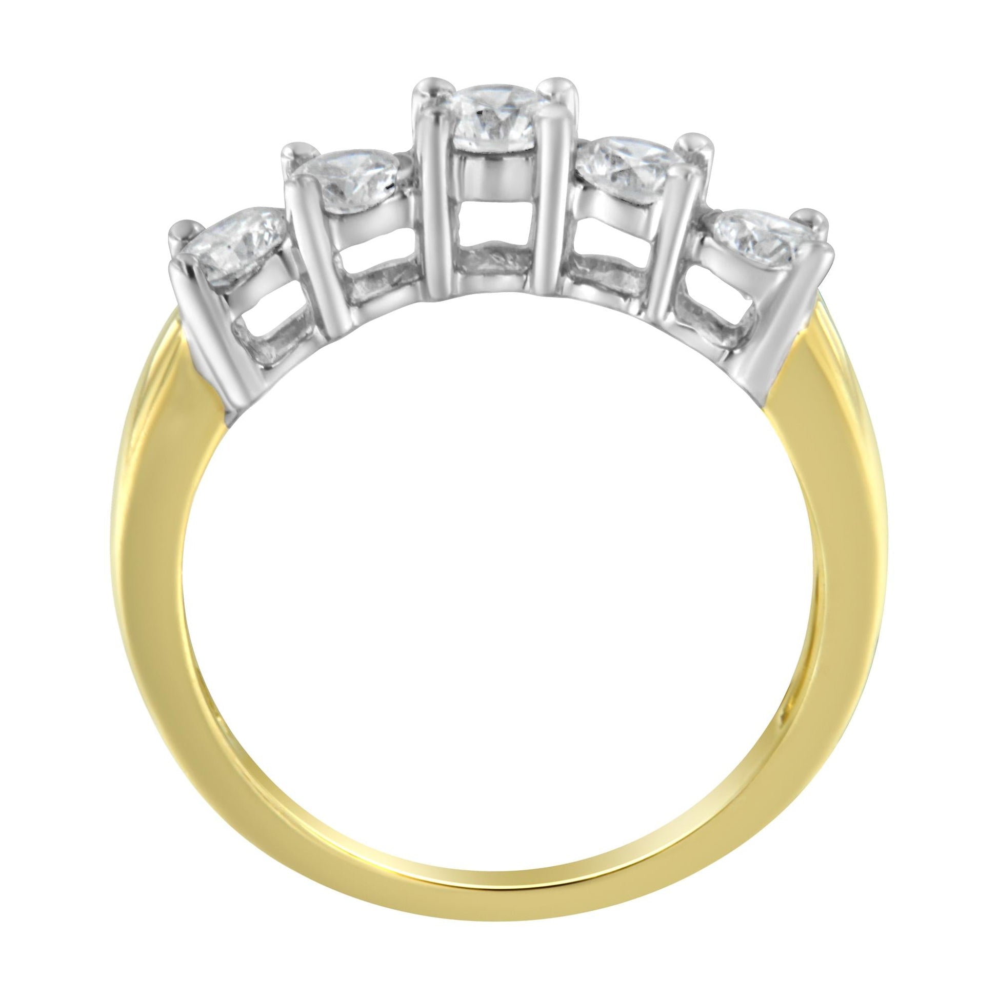 14KT Two Toned Gold 5 Stone Diamond Ring (1 cttw, H-I Color, SI1-SI2 Clarity)-2
