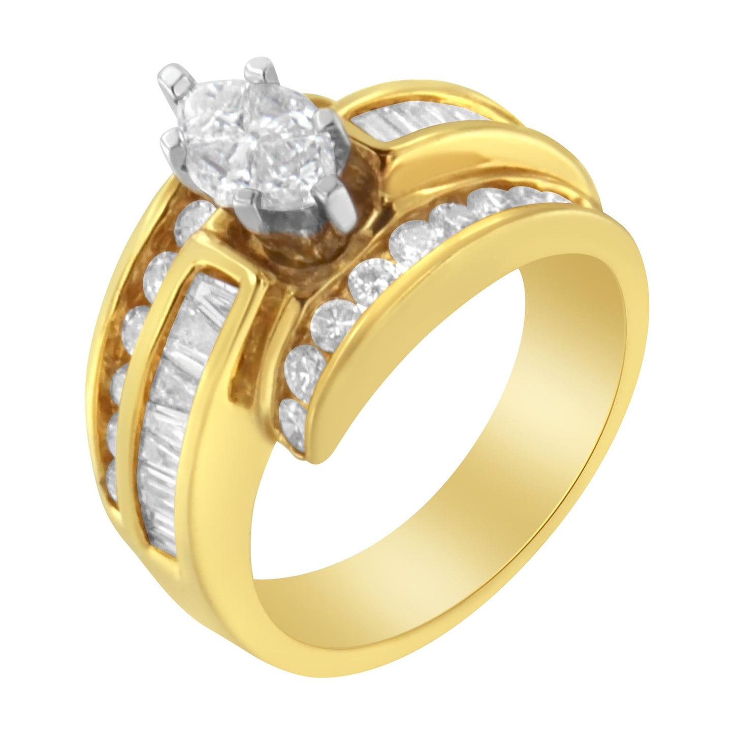 14KT Two-Toned Diamond Cocktail Ring (1 1/3 cttw, H-I Color, SI1-SI2 Clarity)-2