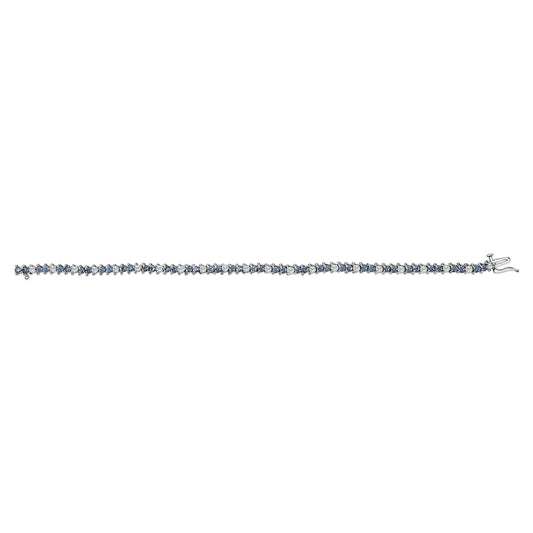 14K White Gold White And Treated Blue Diamond Bracelet (4 5/8 cttw, H-I Color, I1-I2 Clarity)