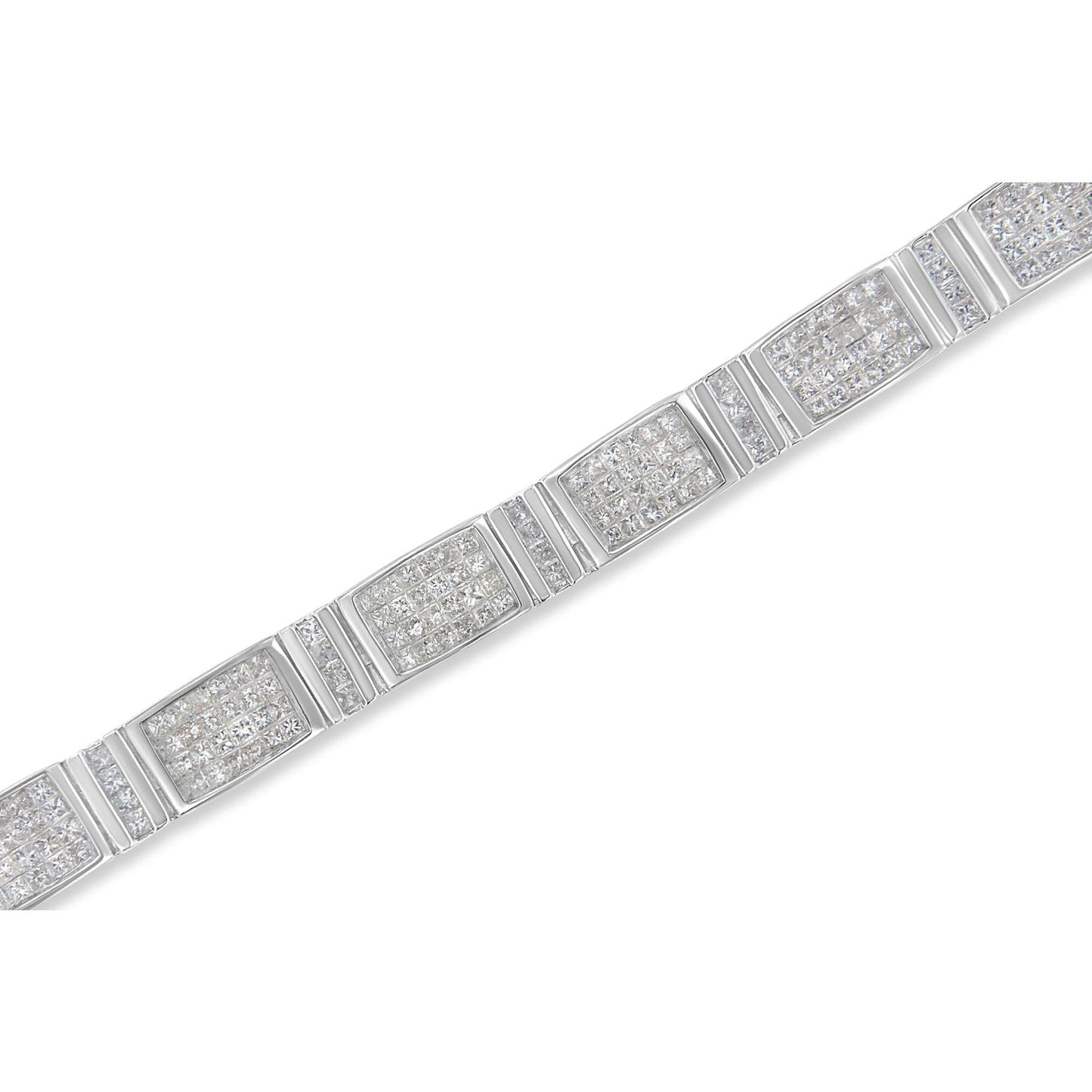 14K White Gold 7.0 Cttw Princess Cut Diamond 7" Alternating Vertical and Horizontal Rectangular Link Tennis Bracelet (H-I Color, SI2-I1 Clarity)-2