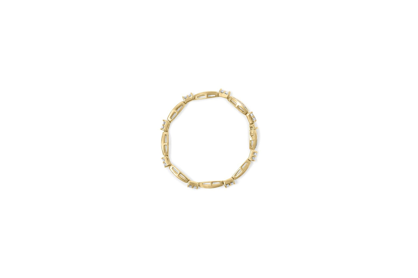 14K Yellow Gold Princess and Baguette Cut Diamond Beaded Bracelet (3.00 cttw, H-I Color, SI1-SI2 Clarity)-2