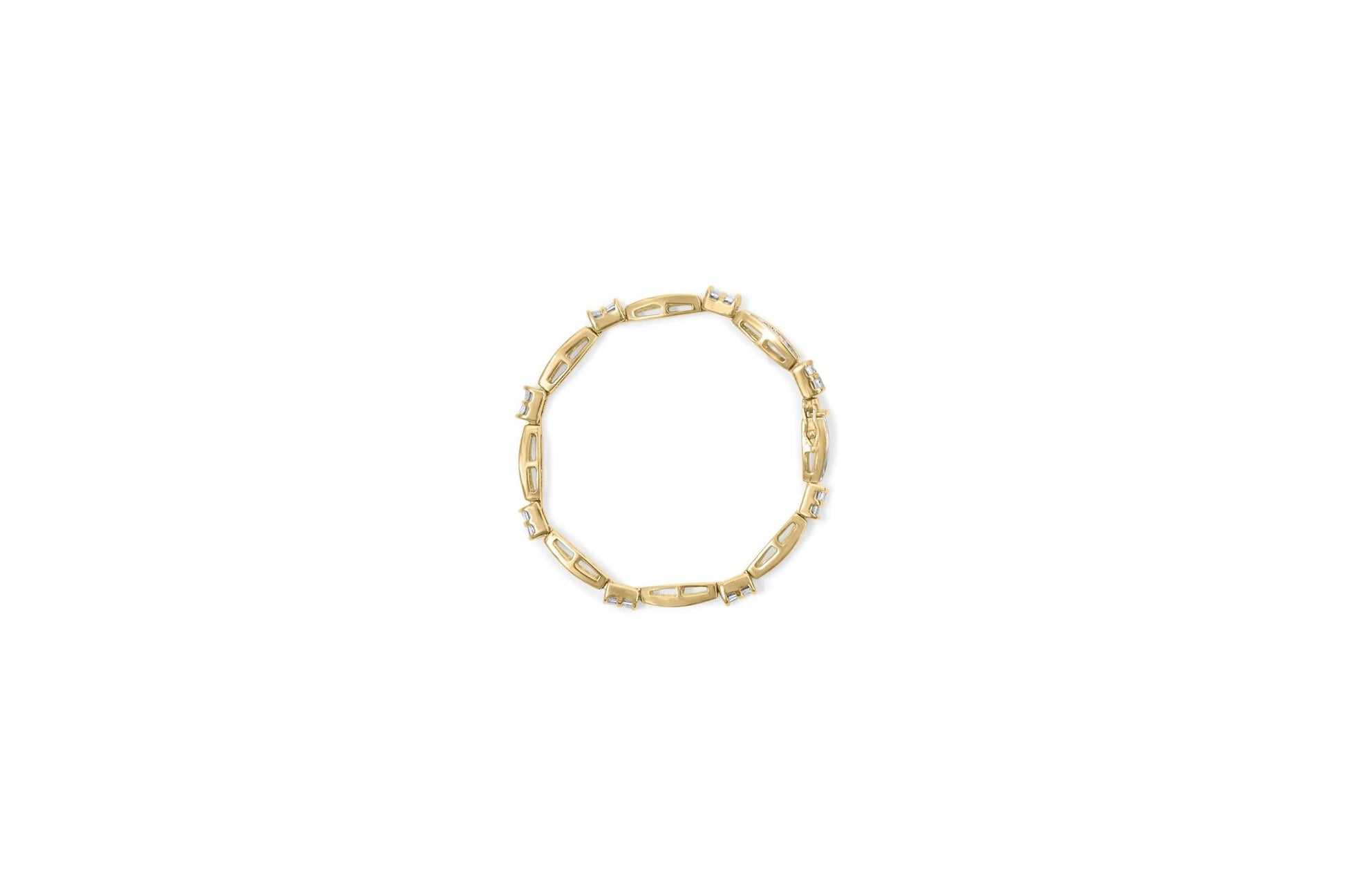14K Yellow Gold Princess and Baguette Cut Diamond Beaded Bracelet (3.00 cttw, H-I Color, SI1-SI2 Clarity)-2