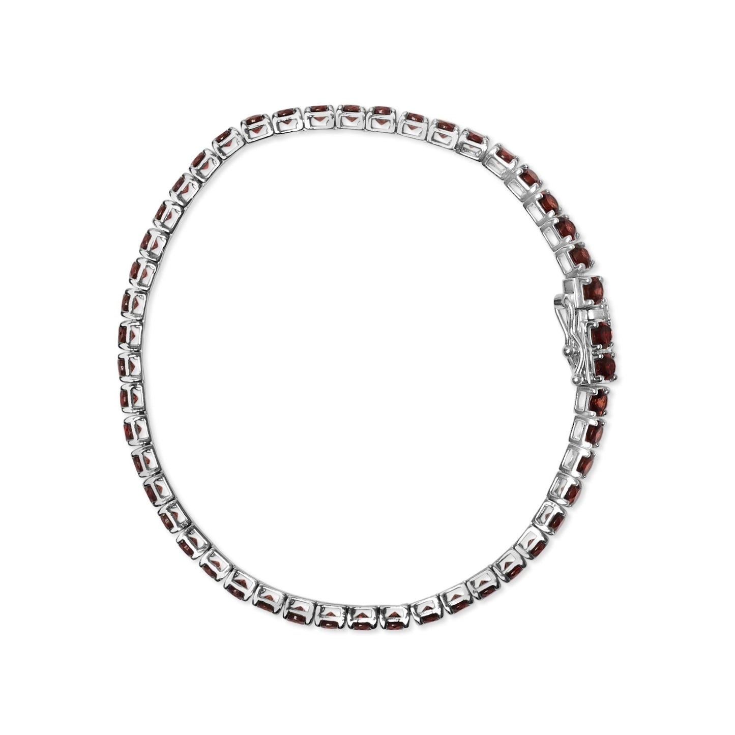 Sterling Silver 10.0 Cttw Created Orange Garnet Tennis Bracelet - 7.25"