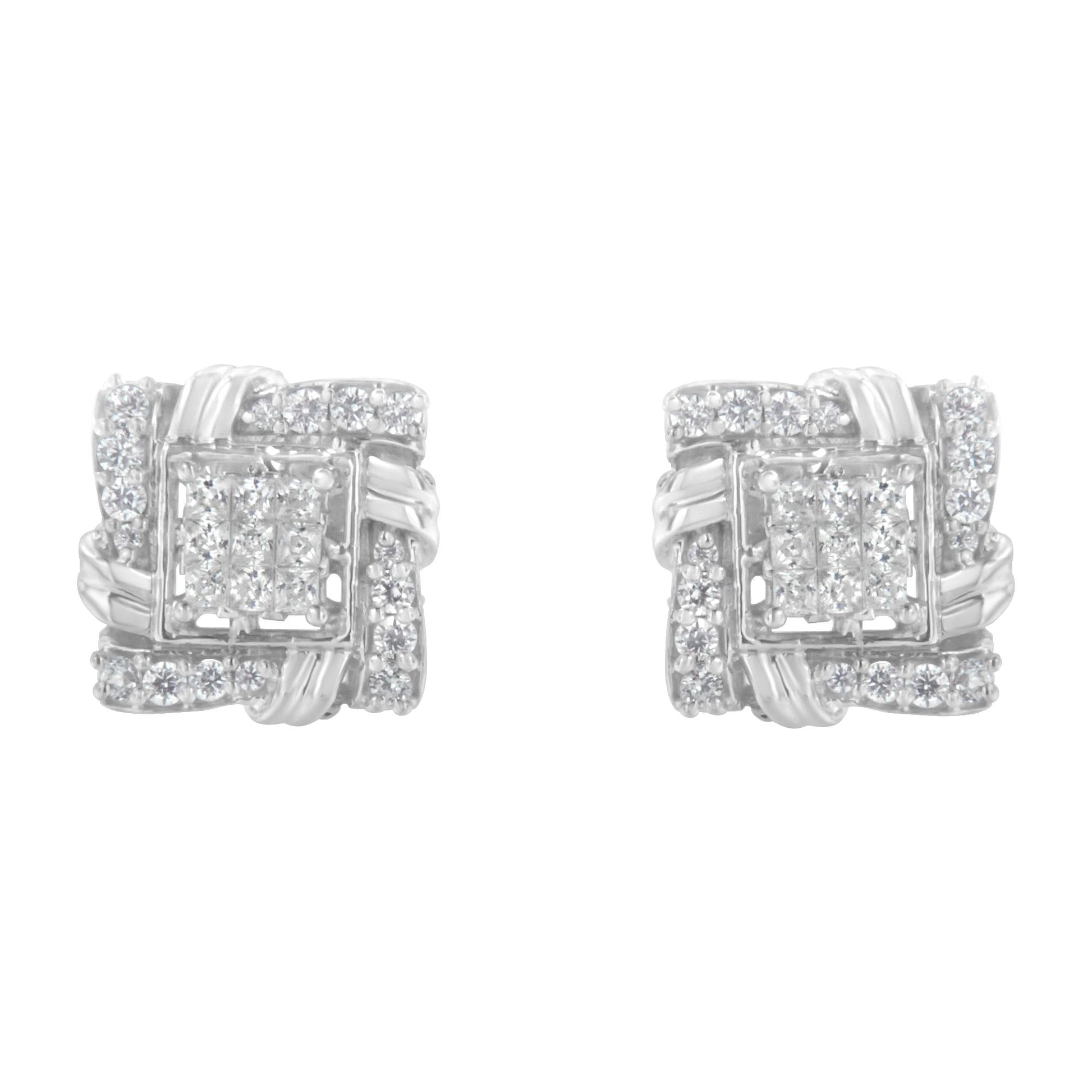 .925 Sterling Silver 1/2 Cttw Round-Cut Diamond Stud Earrings (I-J Color, I1-I2 Clarity)-2