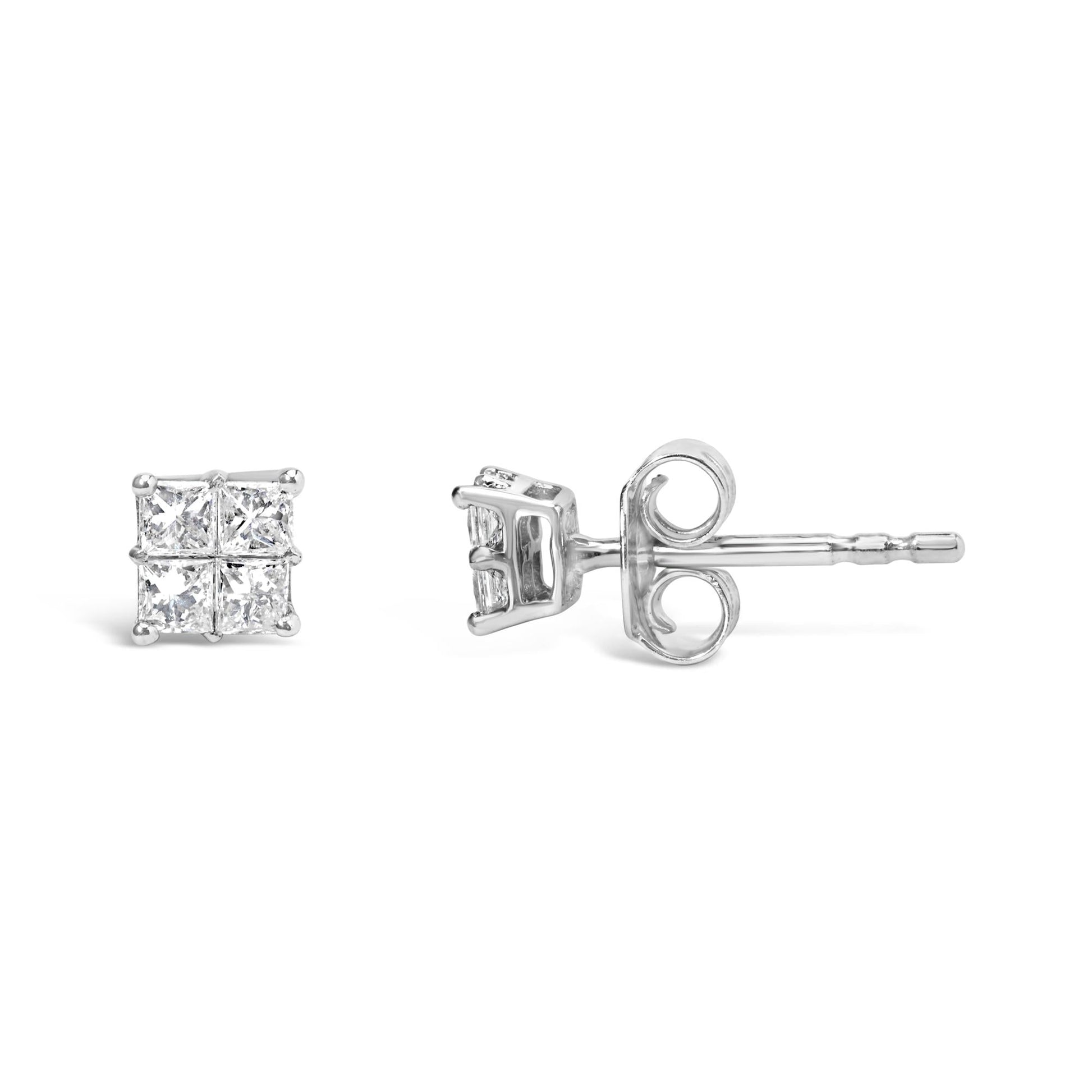 10KT White Gold Diamond Composite Stud Earring (1/4 cttw, H-I Color, I1-I2 Clarity)-2
