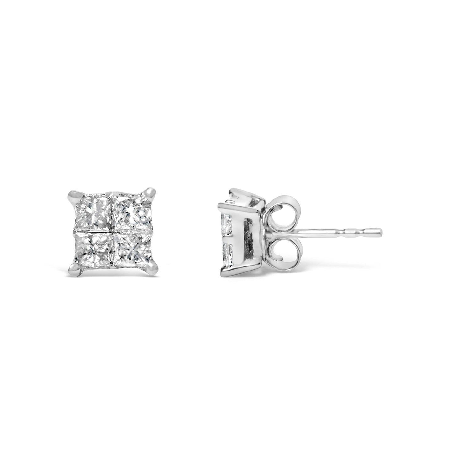 10K White Gold Diamond Stud Earrings (3/4 cttw, H-I Color, SI2-I1 Clarity)-2