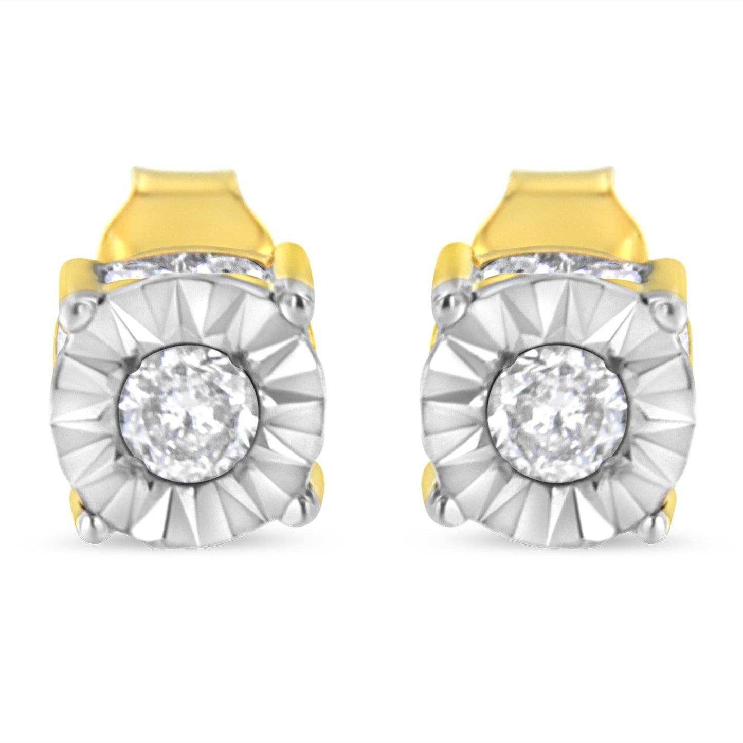 10K Yellow Gold Plated Sterling Silver 1/2 Cttw Miracle Set Diamond Stud Earring (J-K Color, I2-I3 Clarity)-2