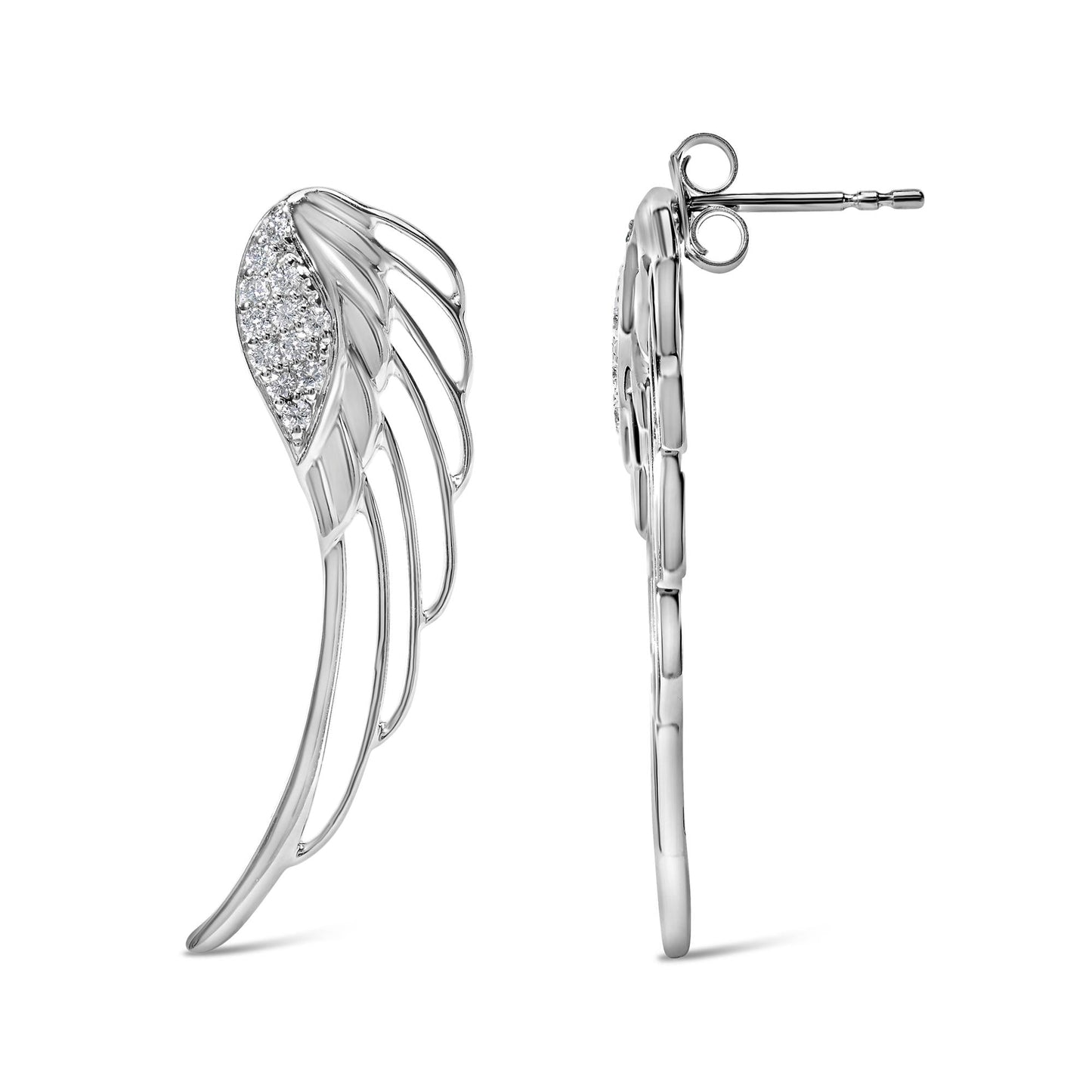 14K White Gold 1/4 Cttw Lab Grown Diamond Angel Wing Stud Earrings (F-G Color, VS1-VS2 Clarity)-2