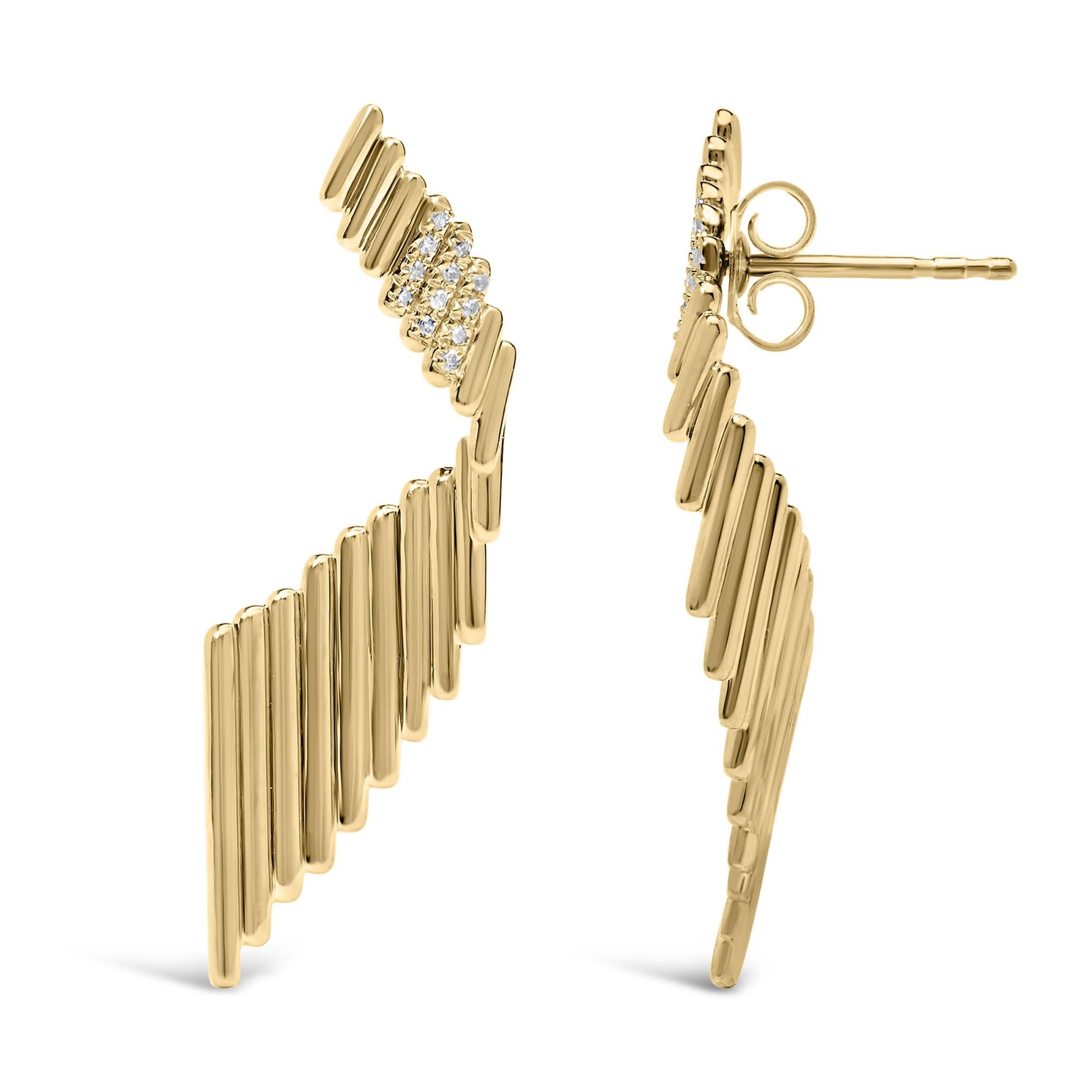 14K Yellow Gold Plated .925 Sterling Silver Sculpted Diamond Accent Drop Earrings (H-I Color, I1-I2 Clarity)-2