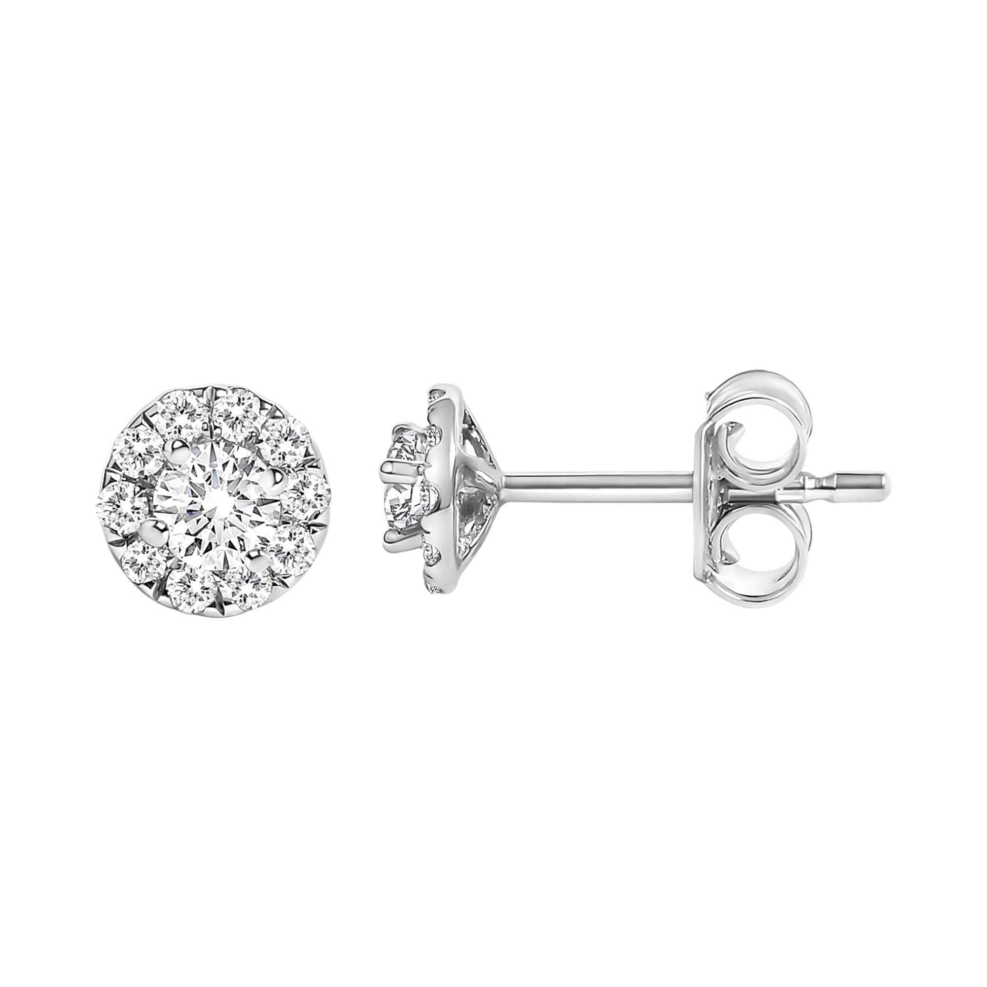 14K White Gold 1/3 Cttw Lab-Grown Diamond Halo Stud Earring (F-G Color, VS1-VS2 Clarity)-2