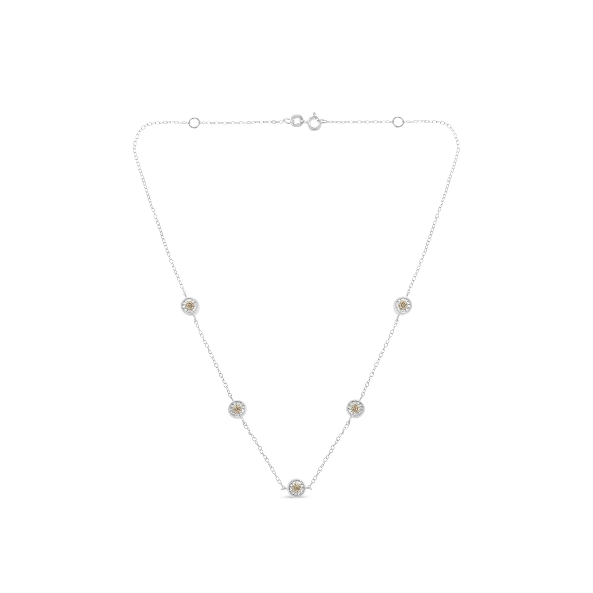 Sterling Silver Diamond Station Necklace (1/2 cttw, I-J Color, I1-I2 Clarity)-2