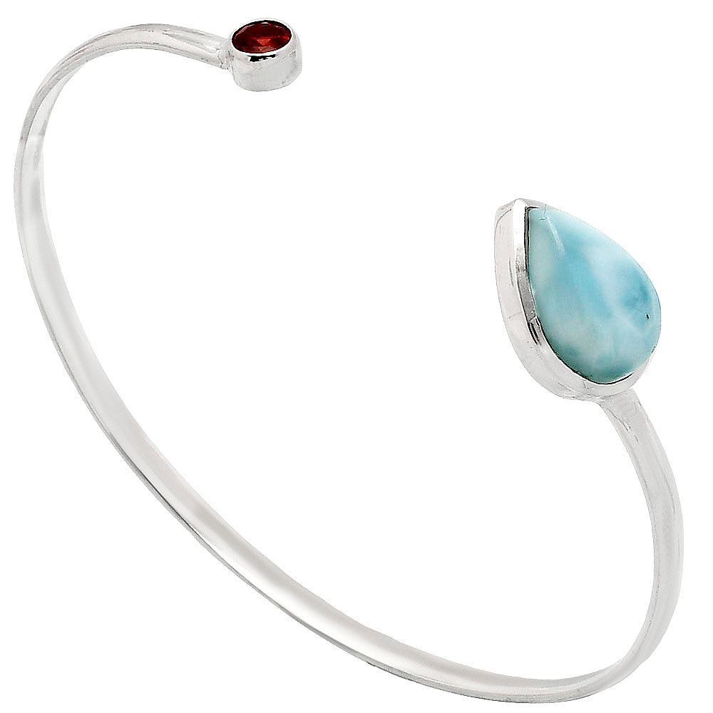 Premium Quality Larimar & Garnet Cuff Bangle Bracelet B-1004 37-EB10378-0