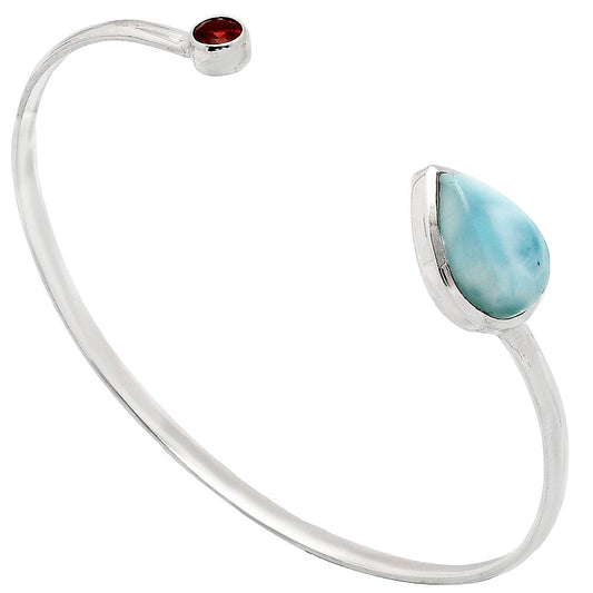 Premium Quality Larimar & Garnet Cuff Bangle Bracelet B-1004 37-EB10378-0