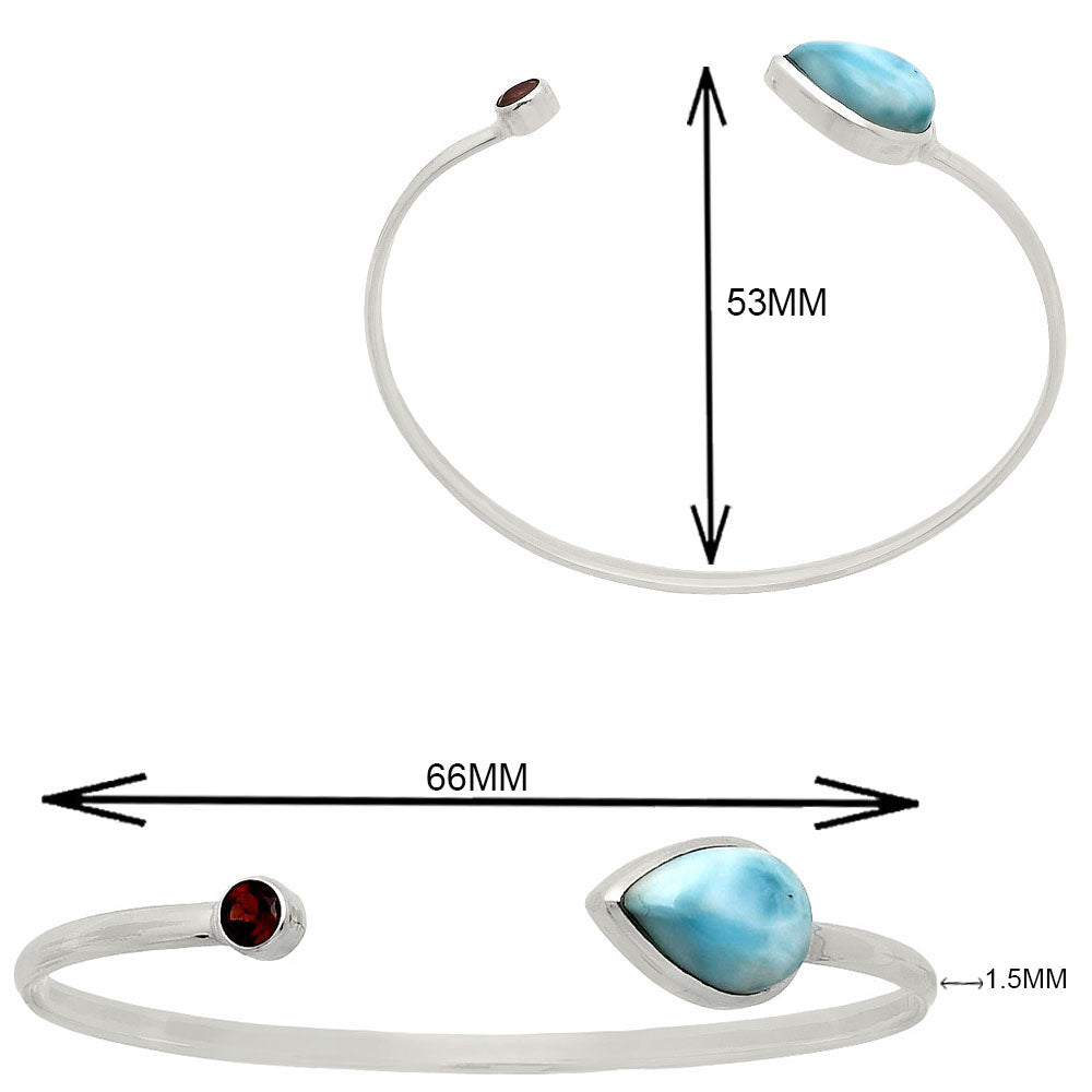Premium Quality Larimar & Garnet Cuff Bangle Bracelet B-1004 37-EB10378-2