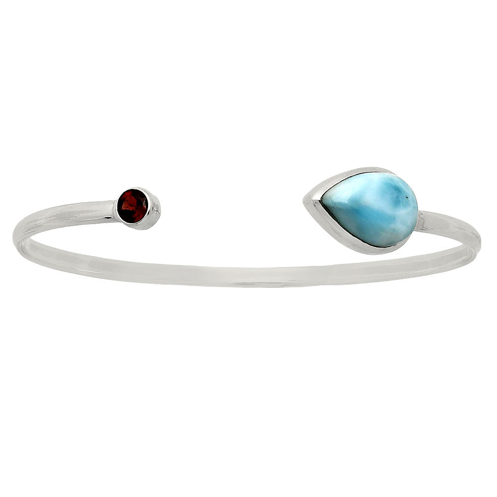 Premium Quality Larimar & Garnet Cuff Bangle Bracelet B-1004 37-EB10378-1